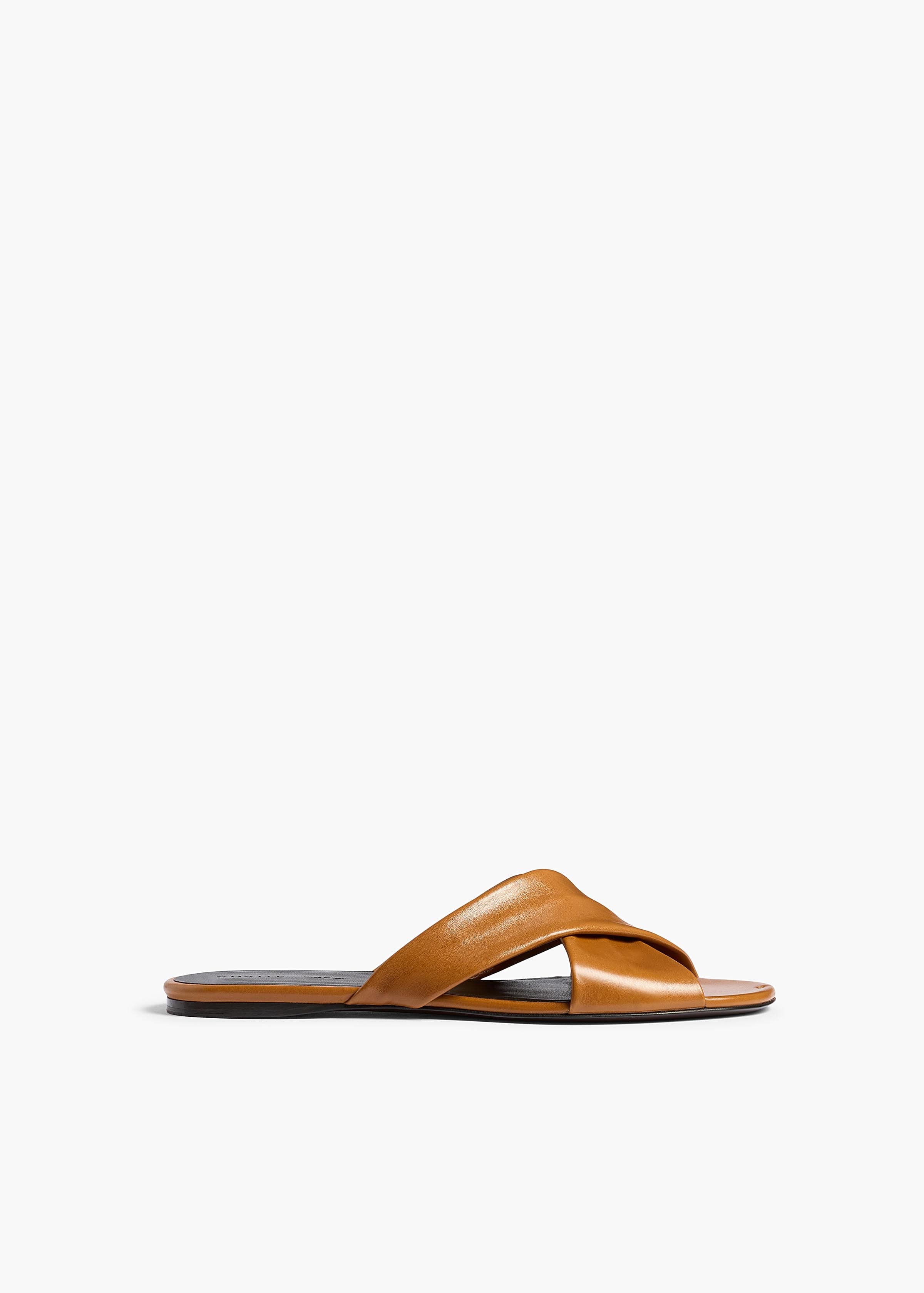 Liria Flat Sandal in Cuoio Glazed Leather