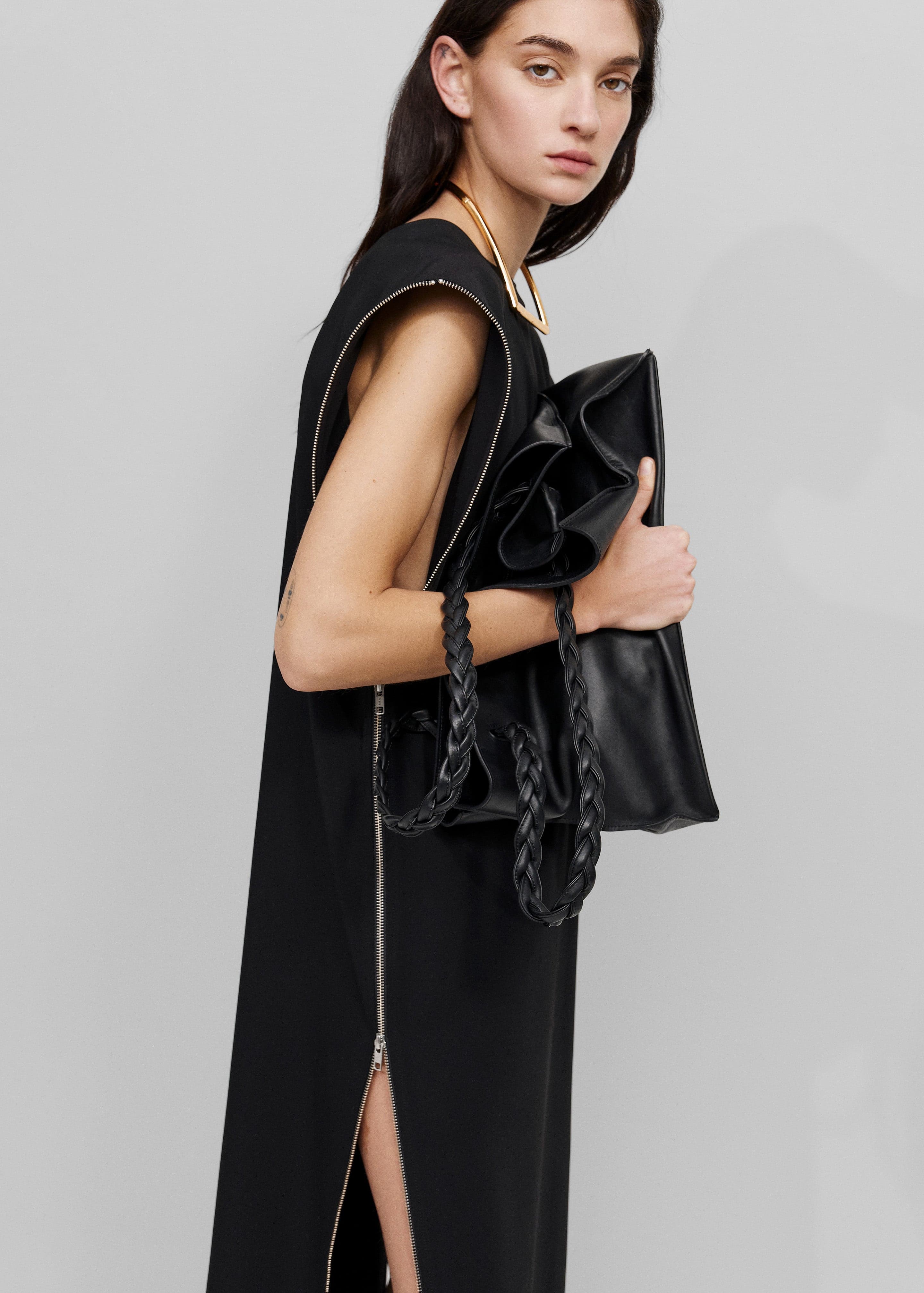 Bevza Zipper Dress - Black