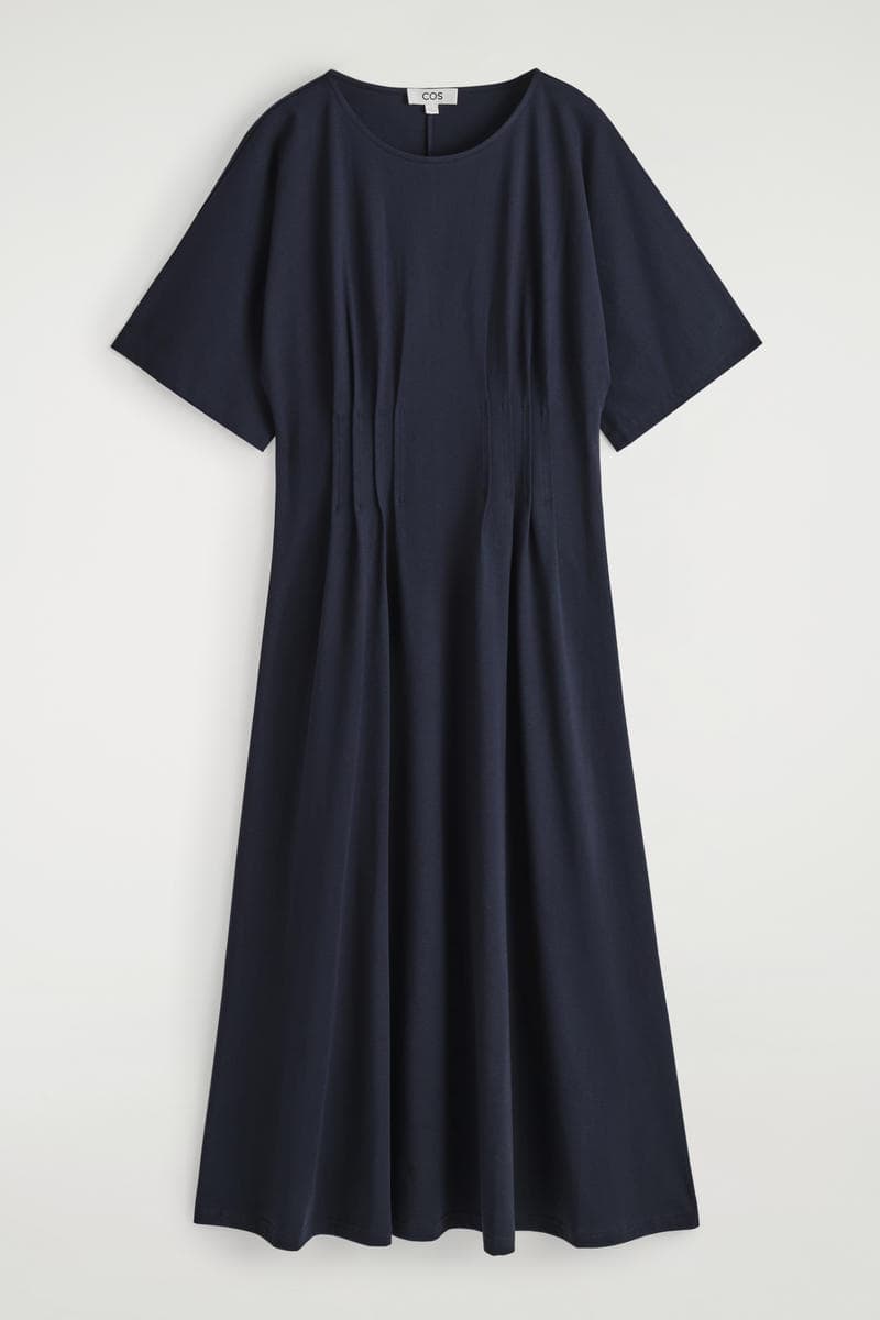 Pintucked Cotton Mini Dress