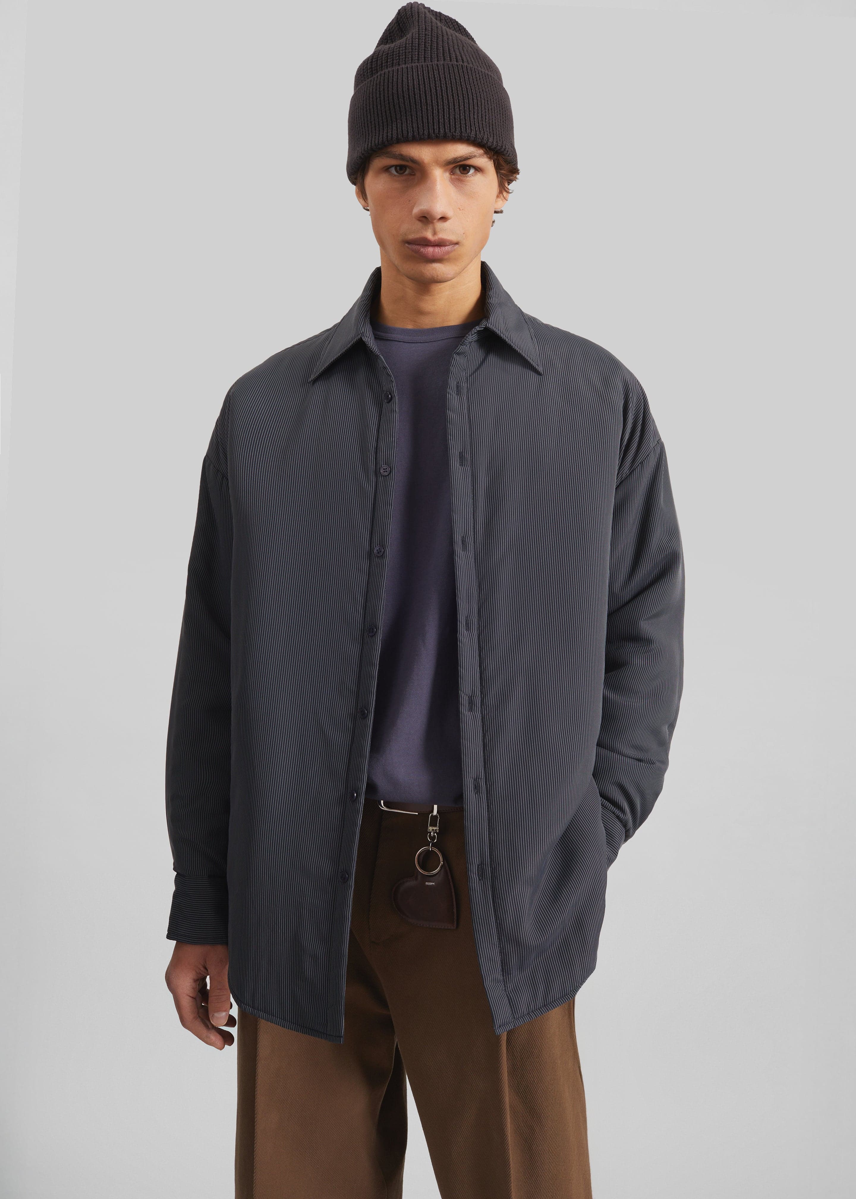 Levidi Padded Overshirt - Navy/White Pinstripe