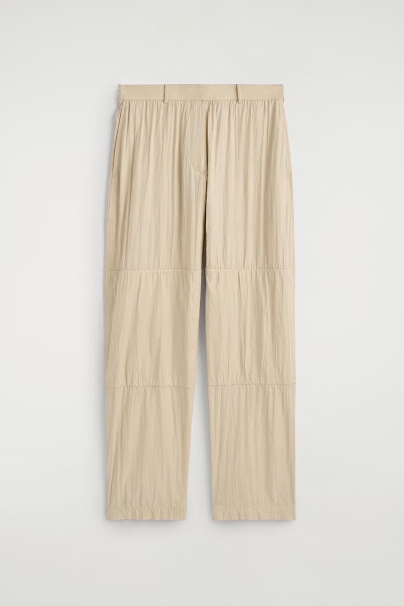 Crinkled-Silk Straight-Leg Pants