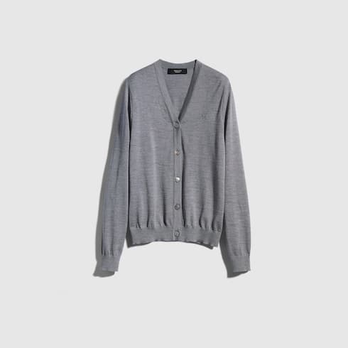 Fine wool cardigan with embroidery