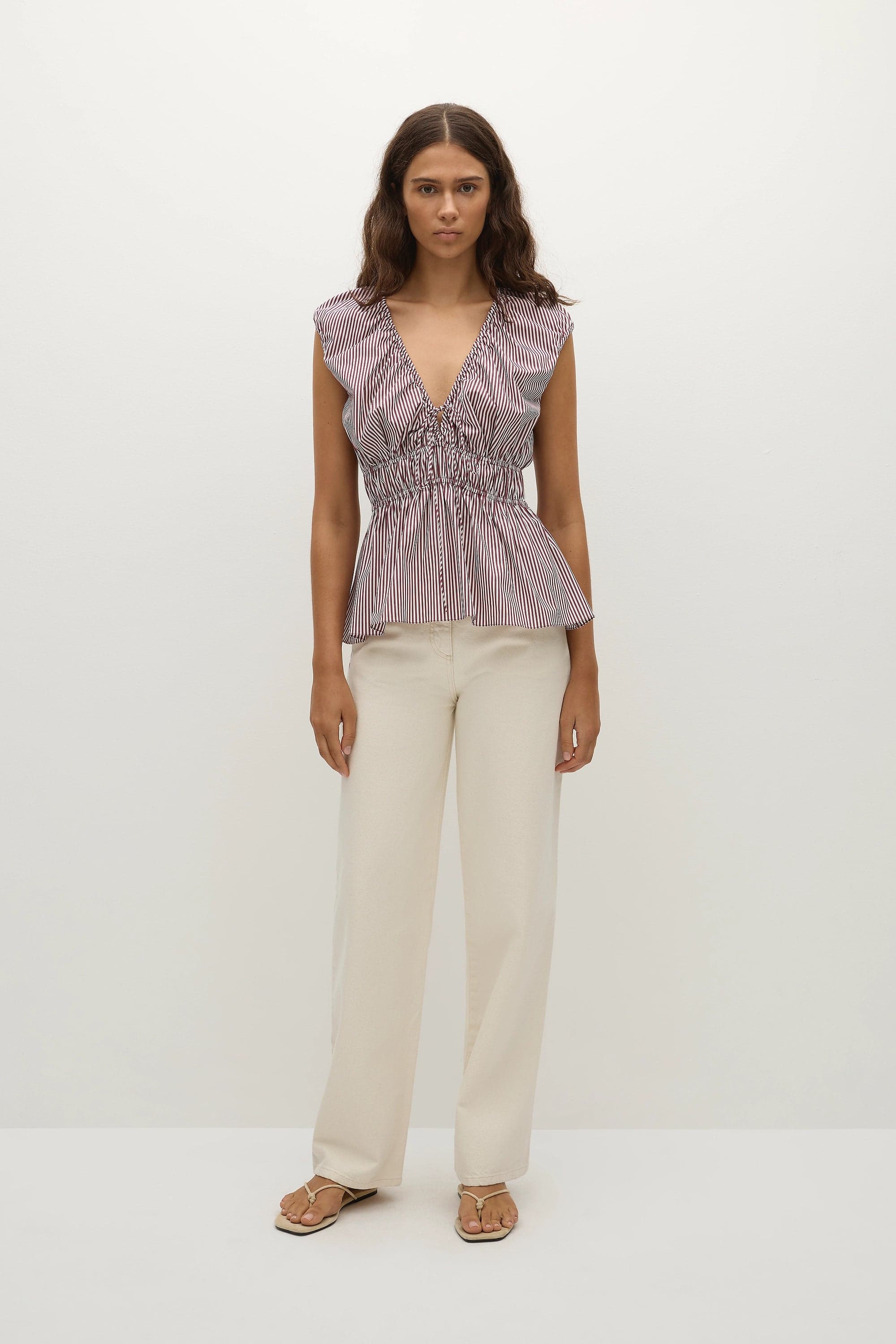 Hedda Top Maia Stripe Burgundy - Final Sale