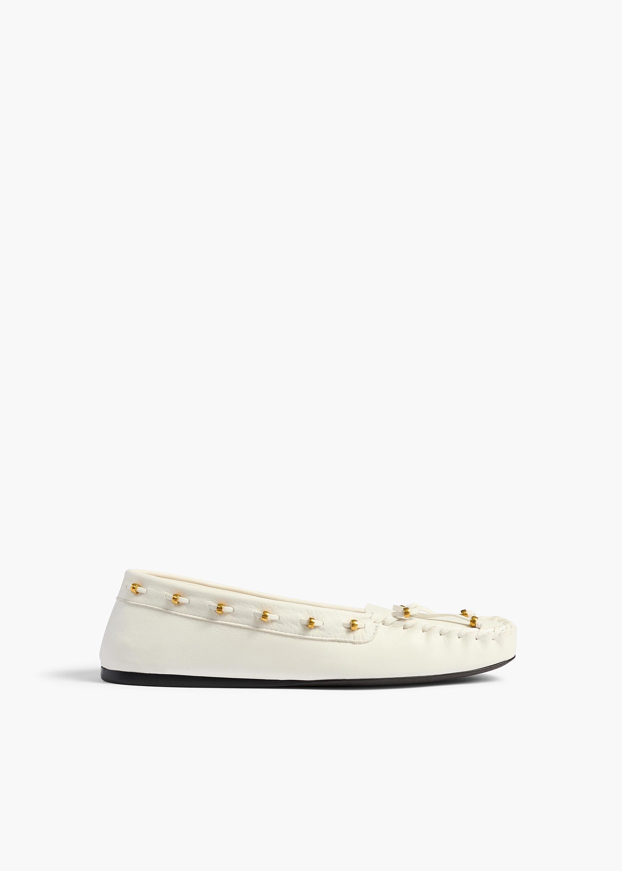 Milly Flat in Chalk Leather