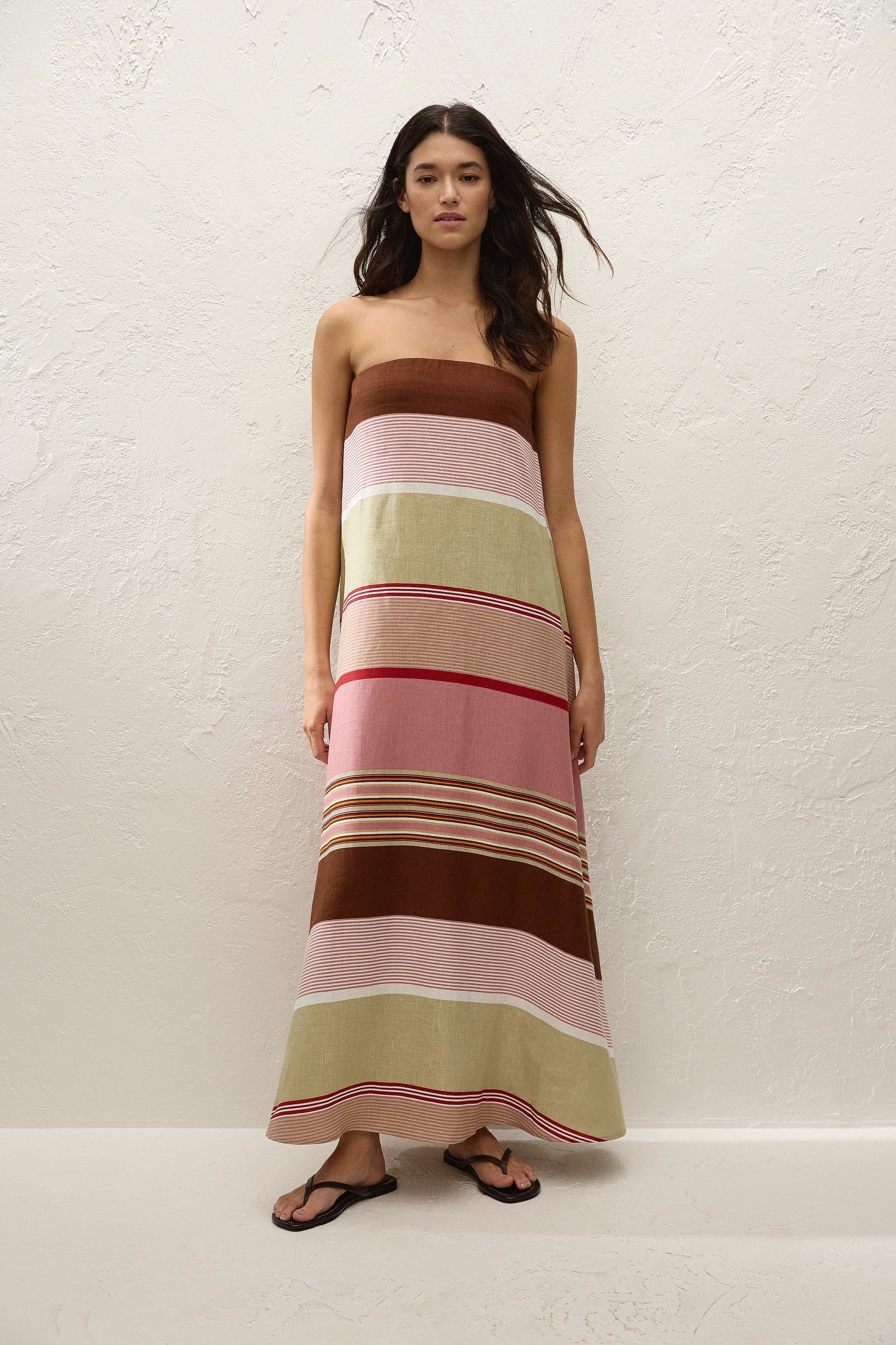 Yolina Maxi Dress Barragan Stripe Dusty Mauve