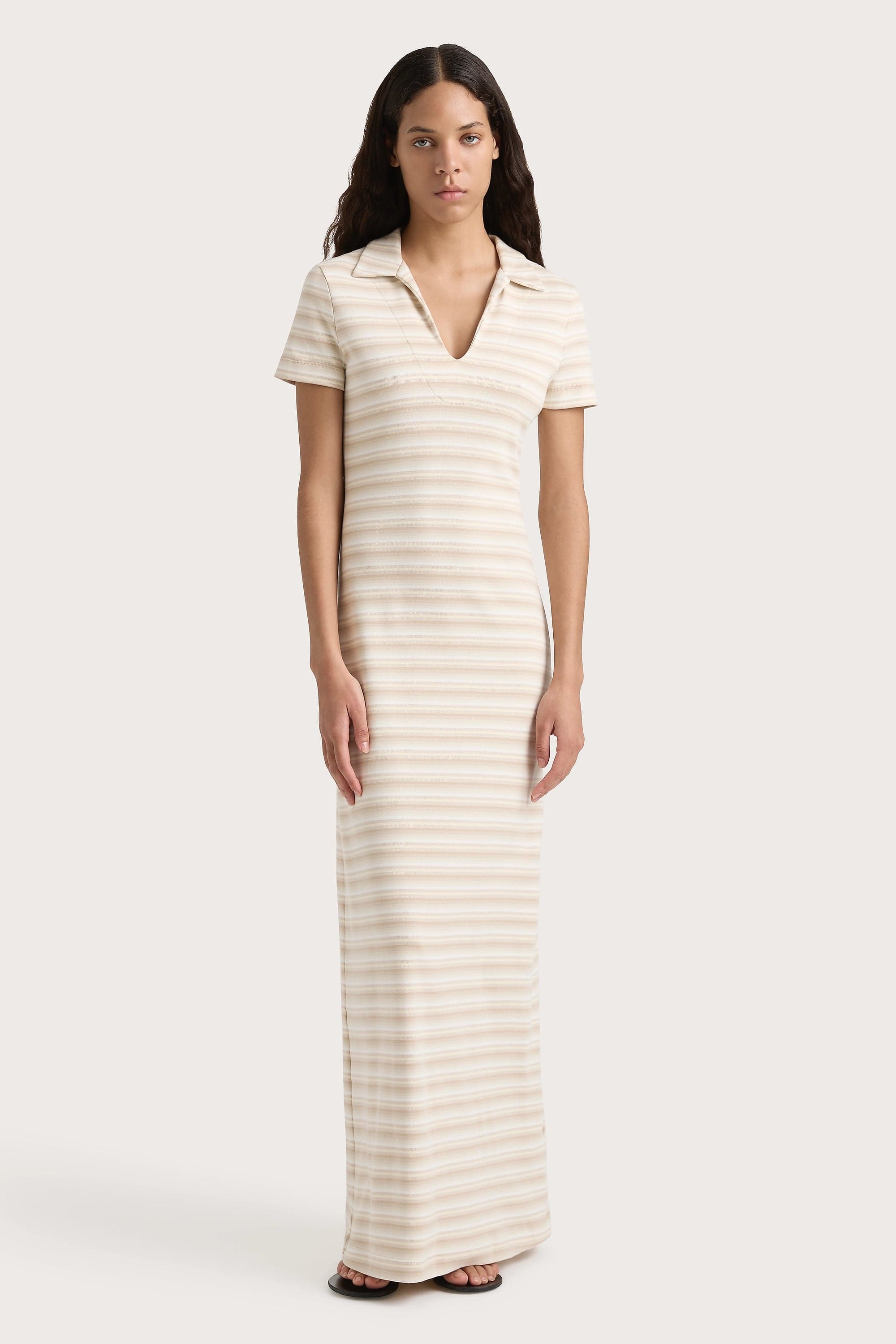 Tiesse Maxi Dress Cream Stripe - Final Sale