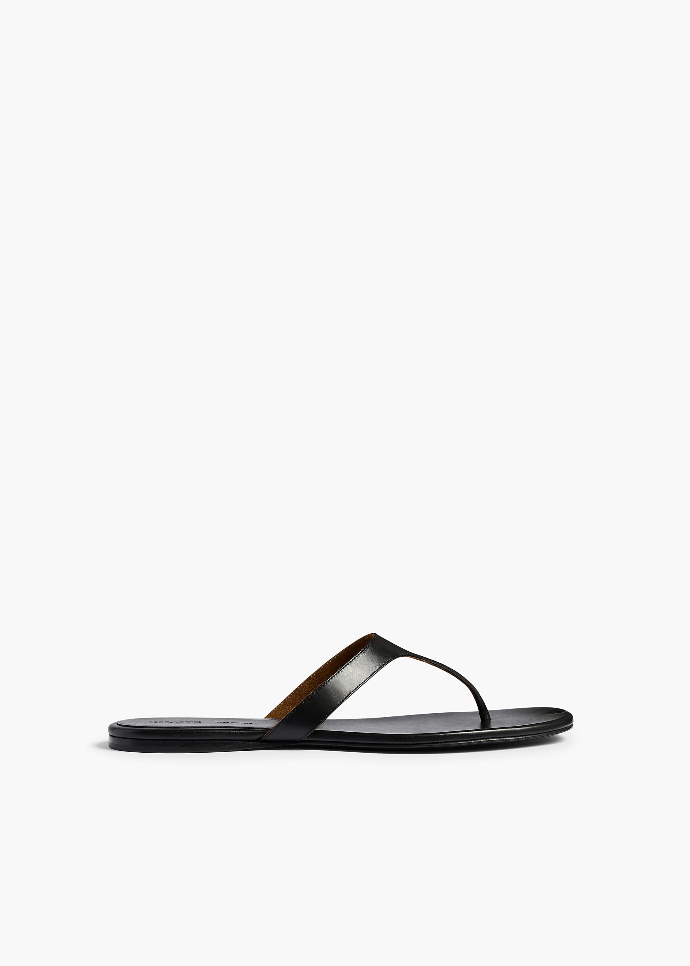 Archer Flat Sandal in Black Leather