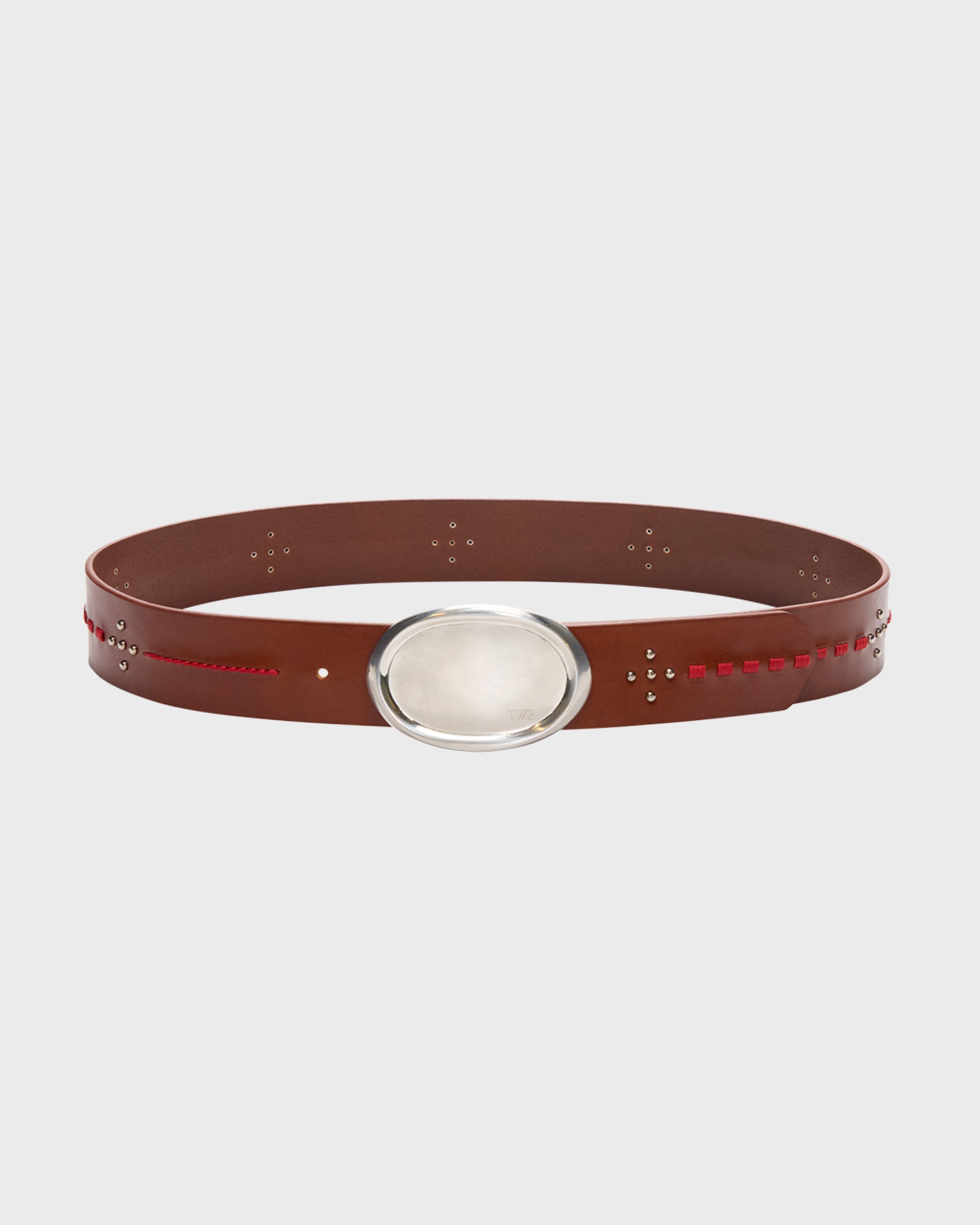 Buckle Bunny Belt with Stitch in Leather