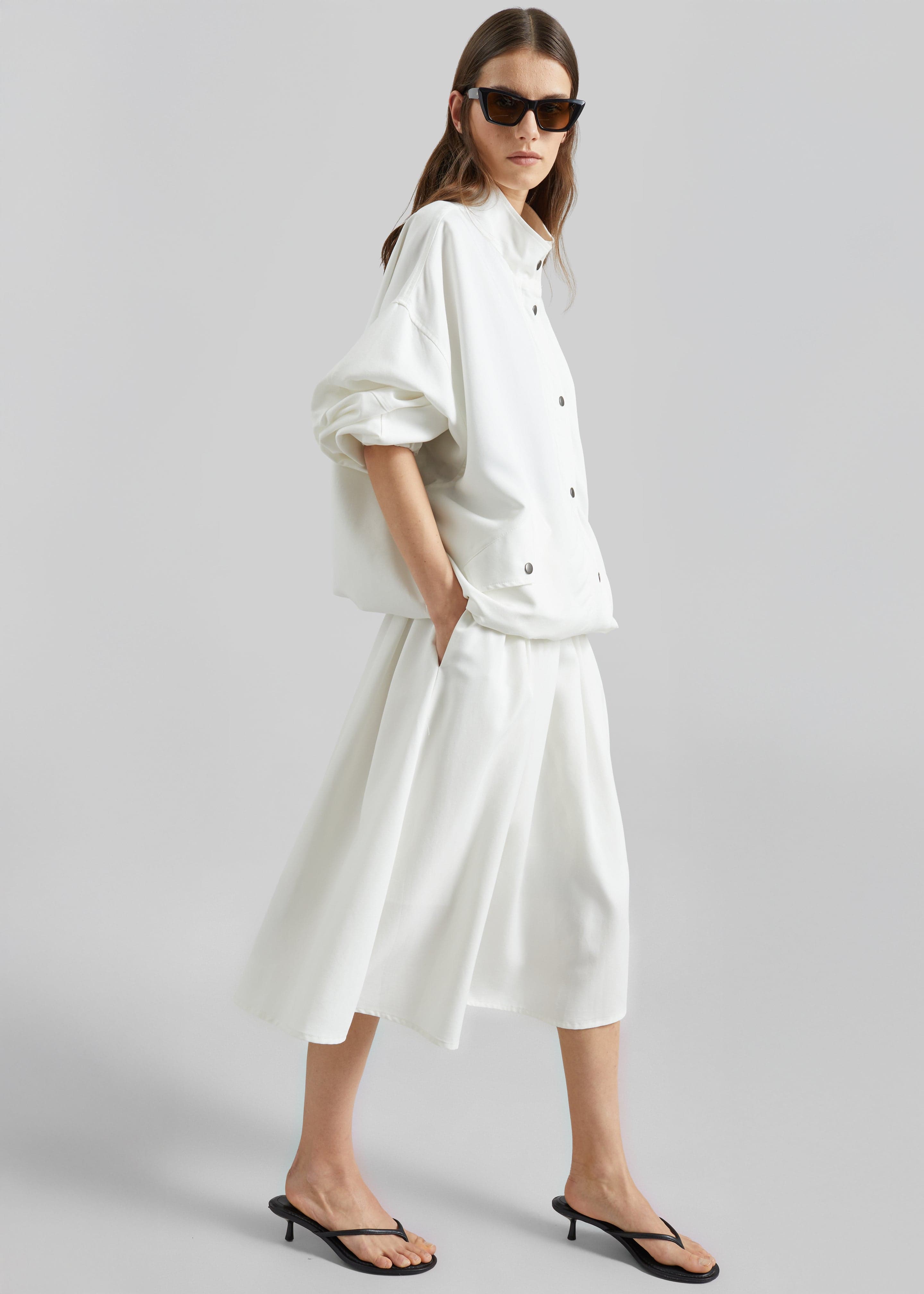 Bellona Flared Midi Skirt - White
