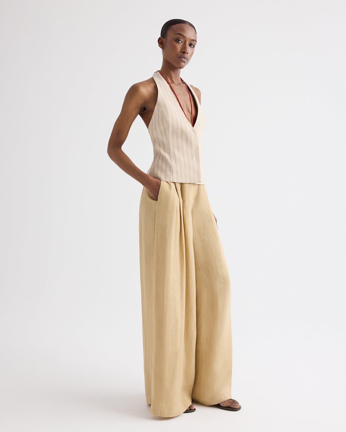Drew Pant in Fluid Linen
