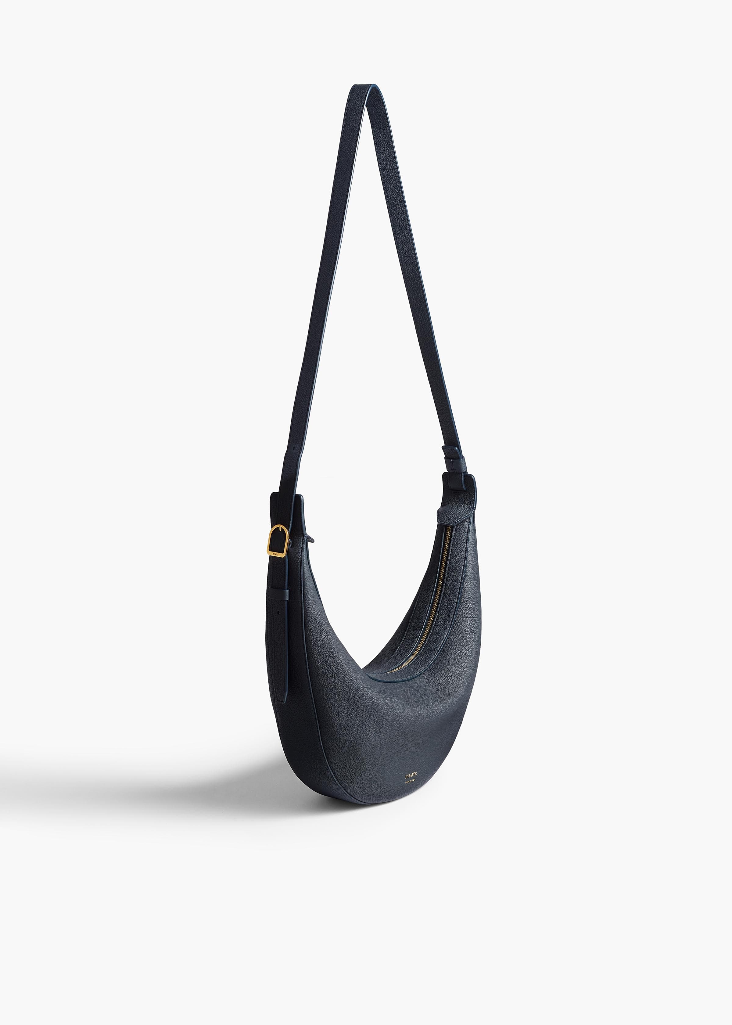 Small Augustina Crossbody Bag in Midnight Pebbled Leather