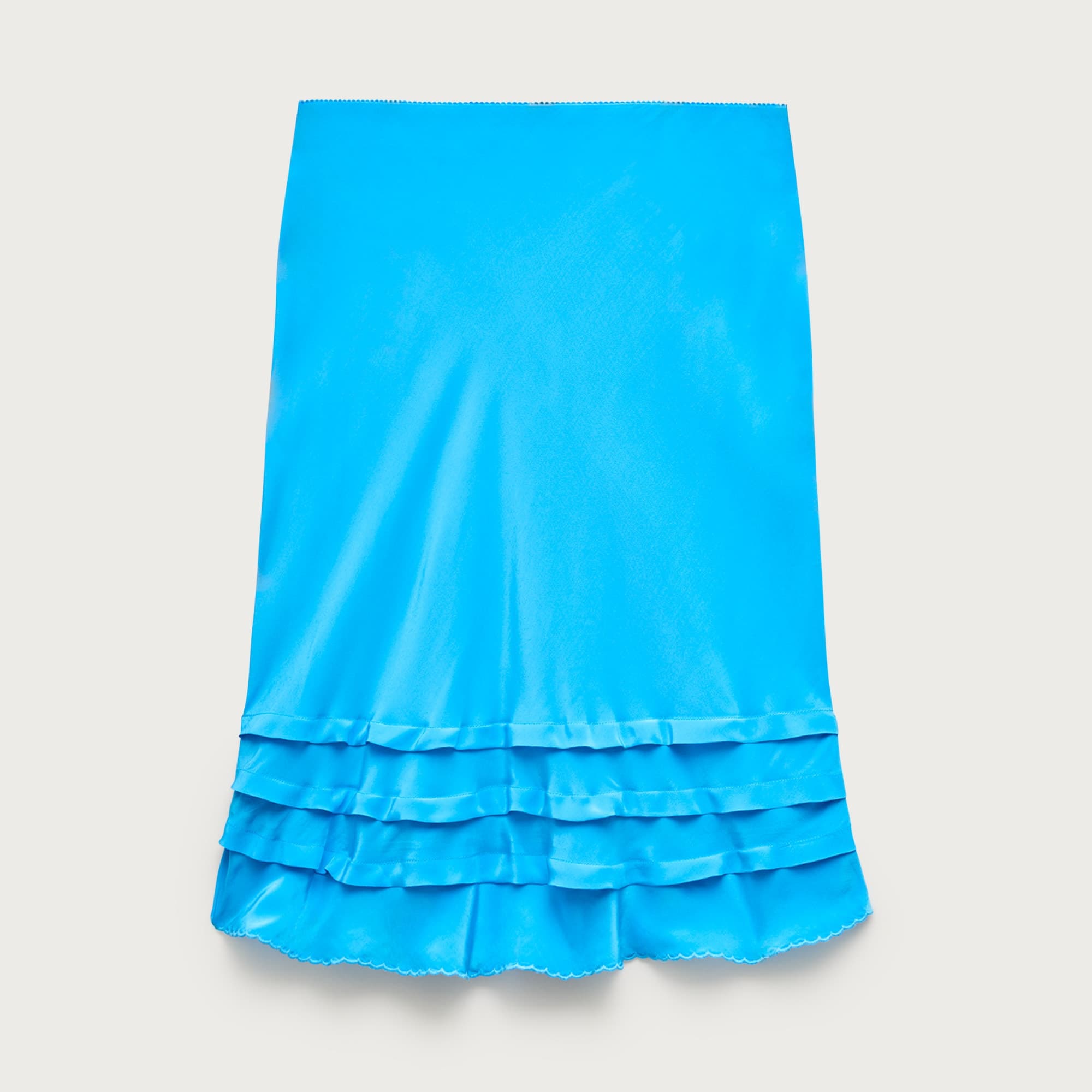 Ruffle-trim slip skirt in crepe de chine