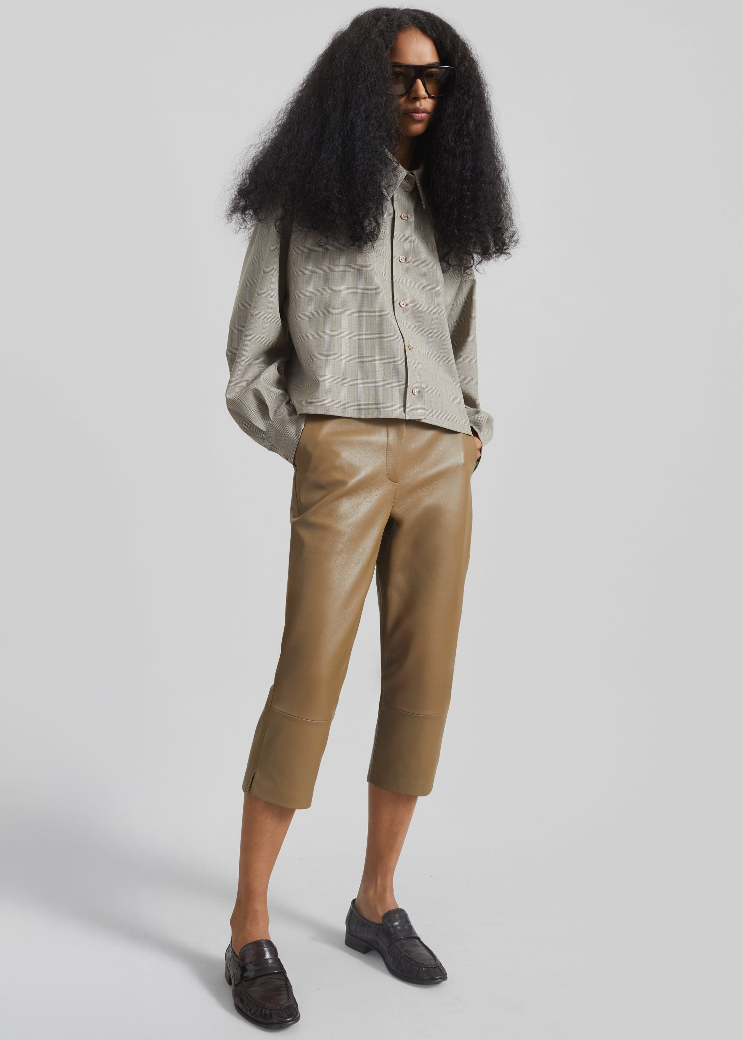Lior Leather Capri Pants - Camel