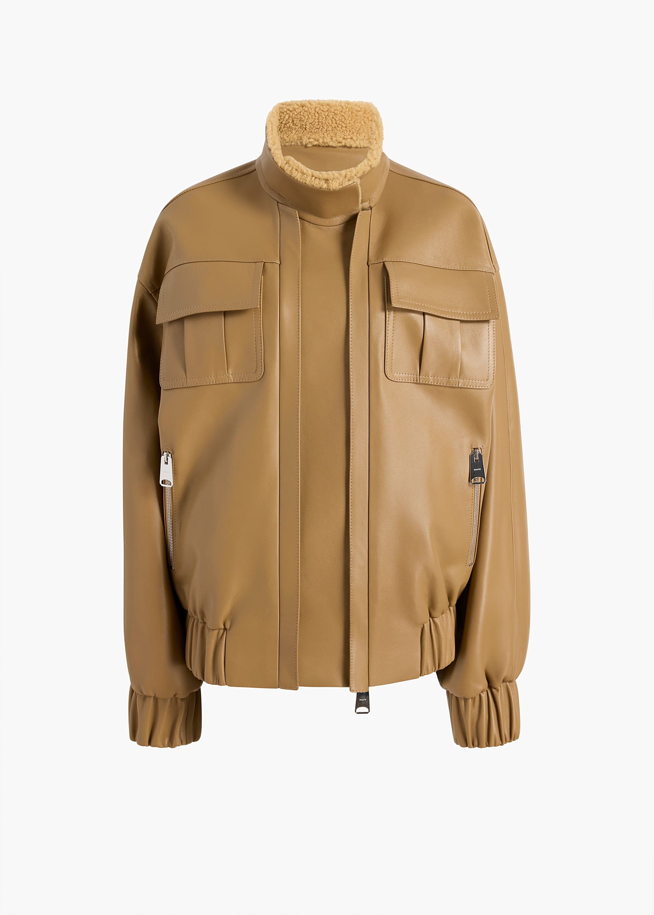 Malone Jacket in Golden Ochre Leather with Shearling Collar