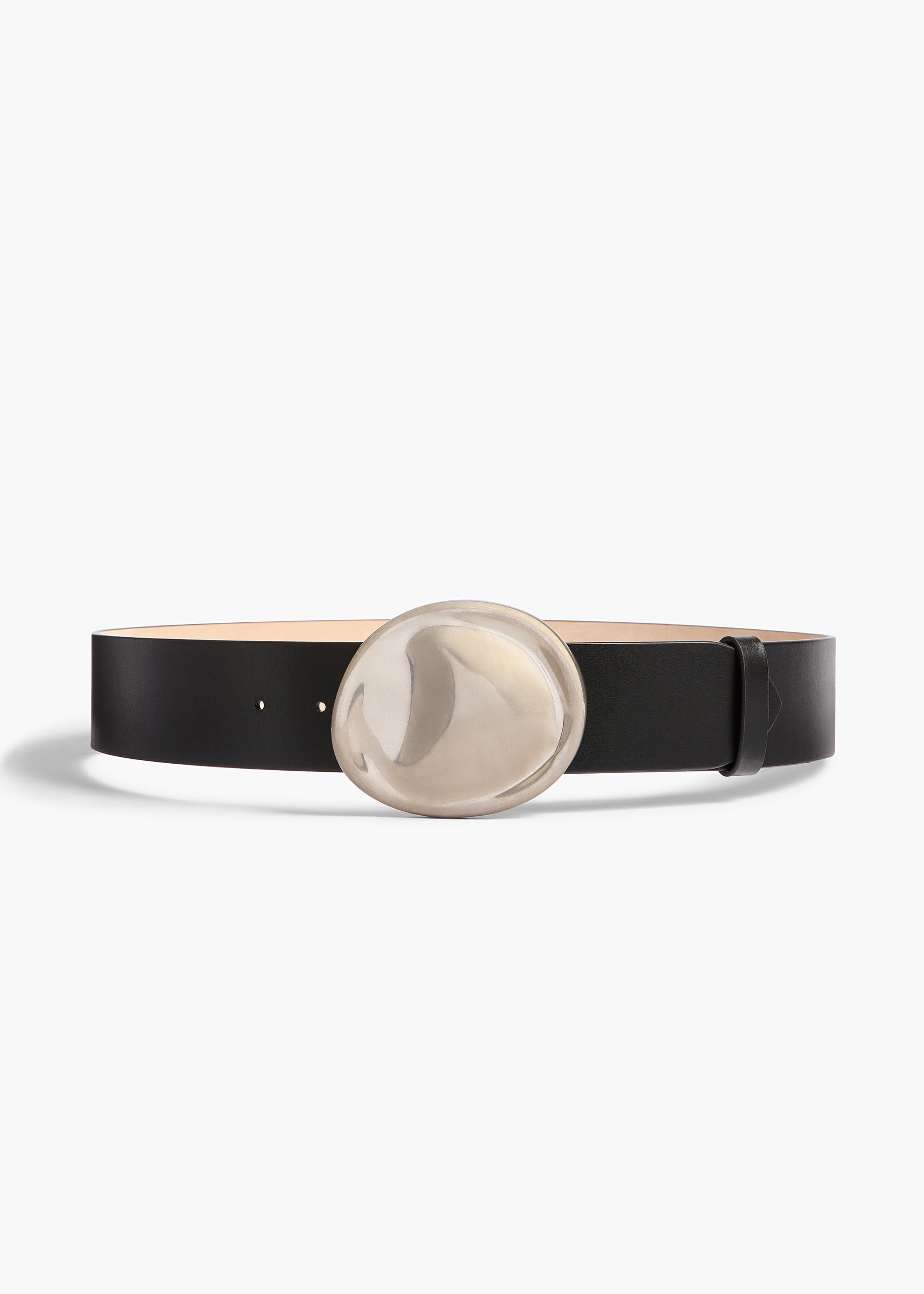 Keefe Belt in Black Leather with Silver