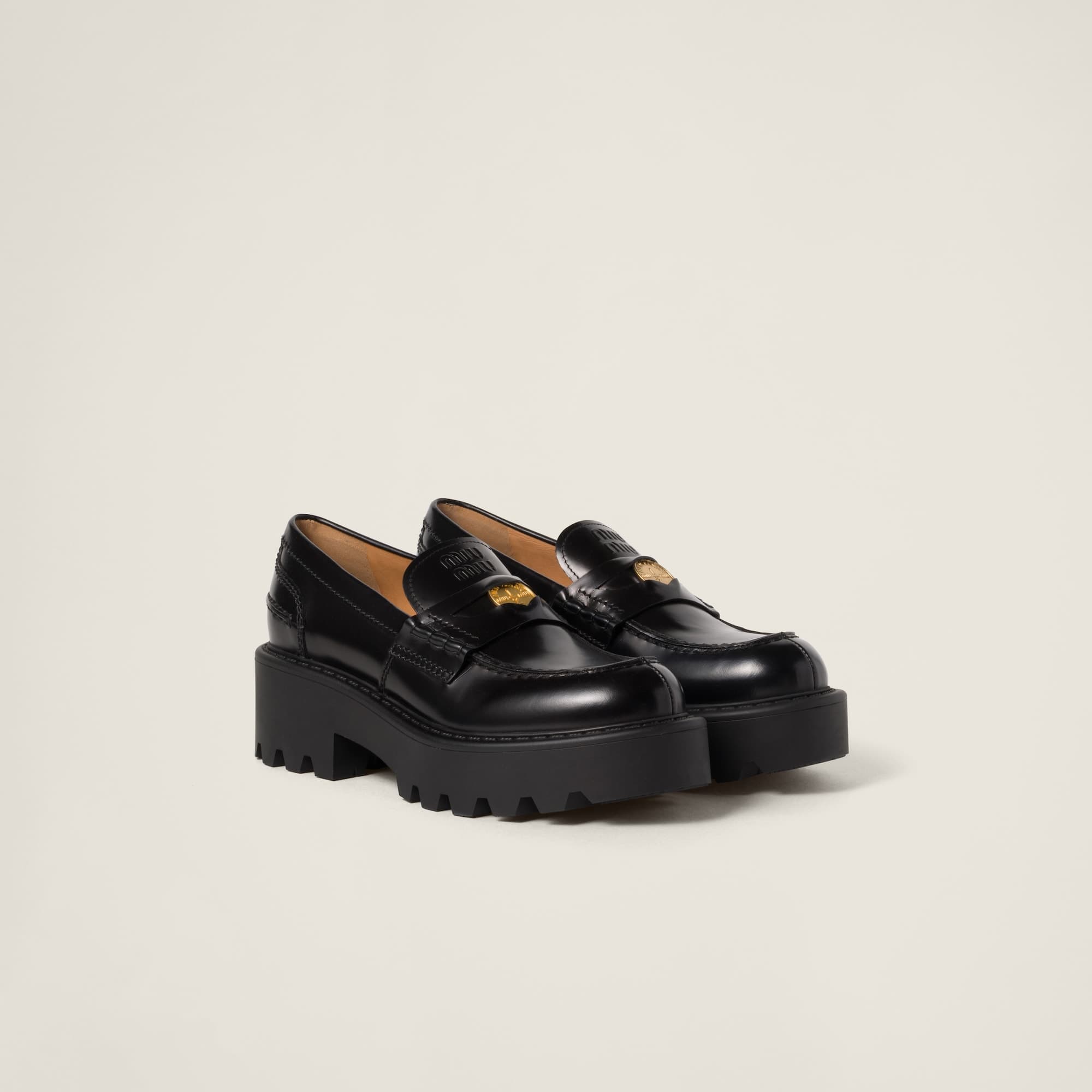 Brushed leather loafers