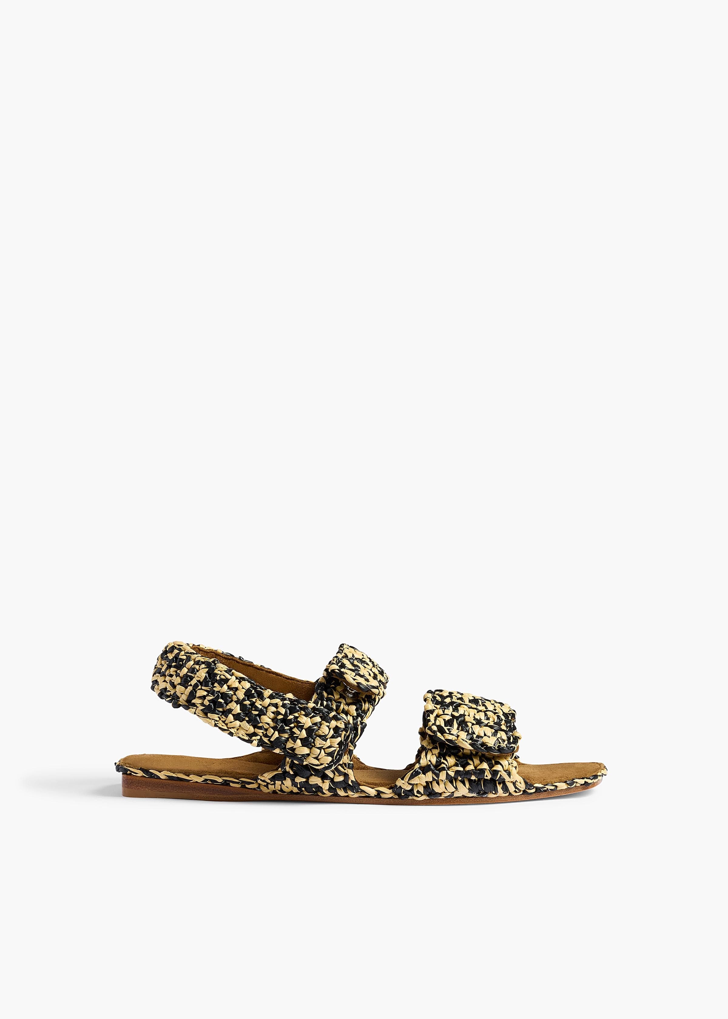Boden Sandal in Black and White Raffia