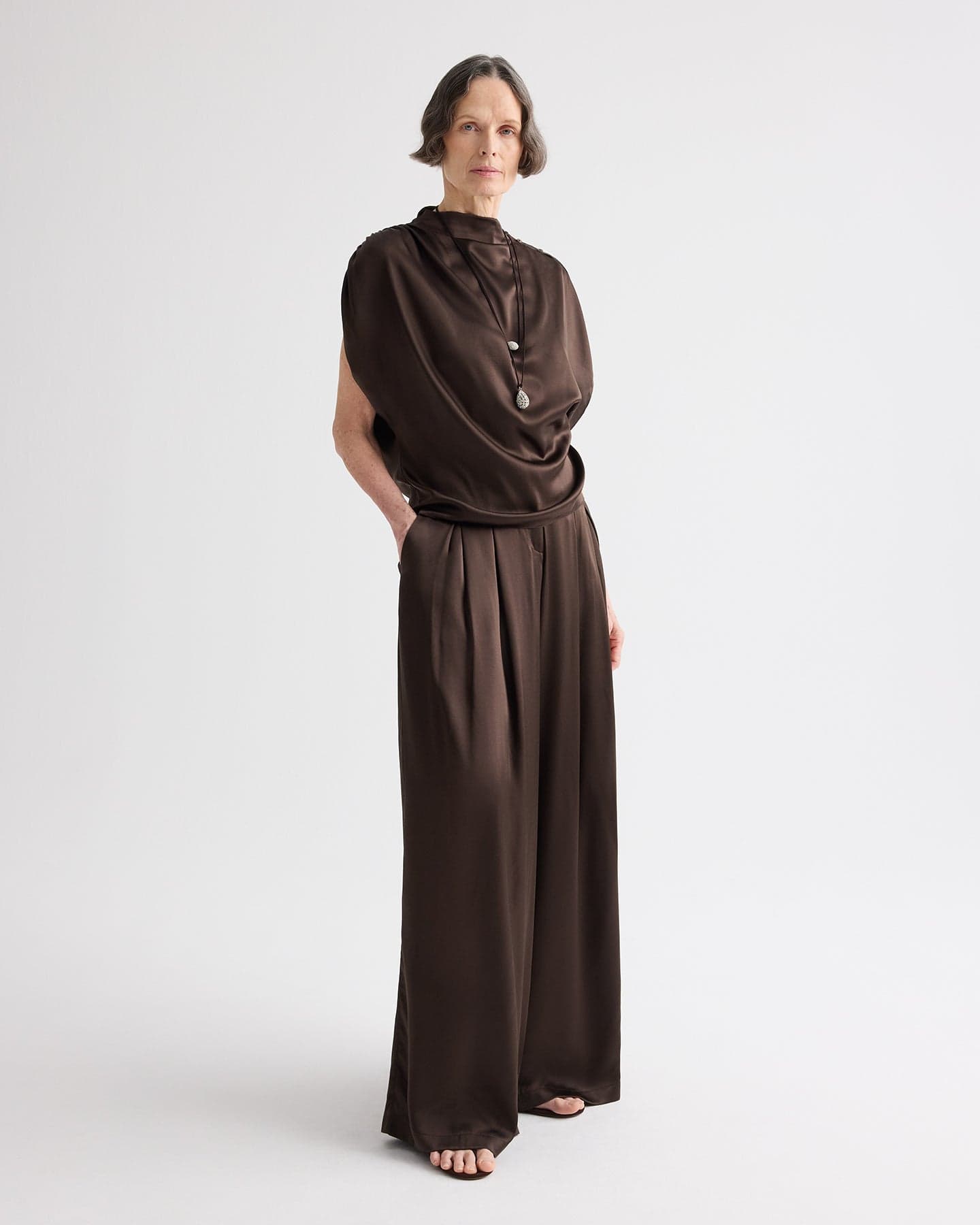 Drew Pant in Washed Silk Charmeuse