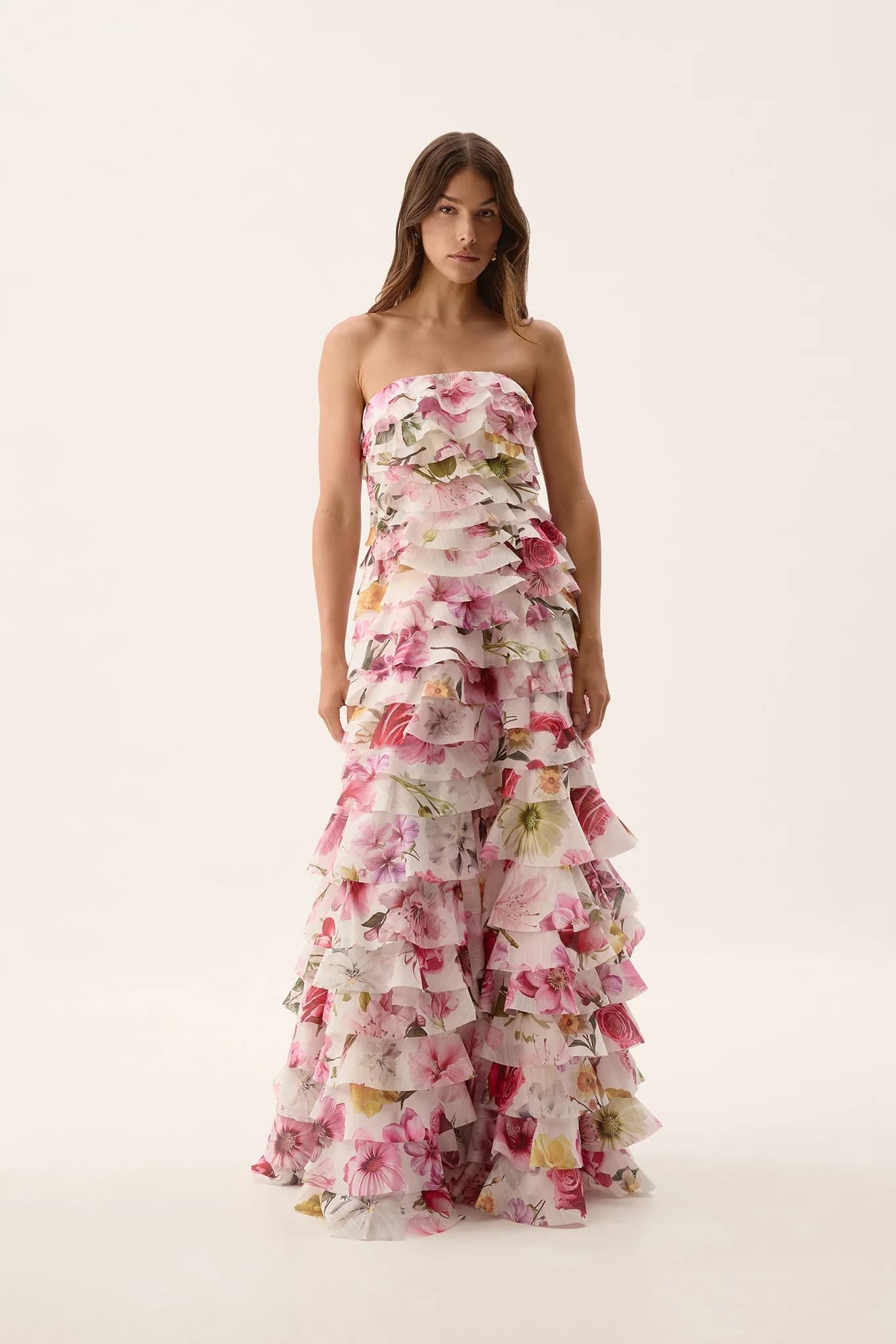 Aje Fleur Pleated Gown