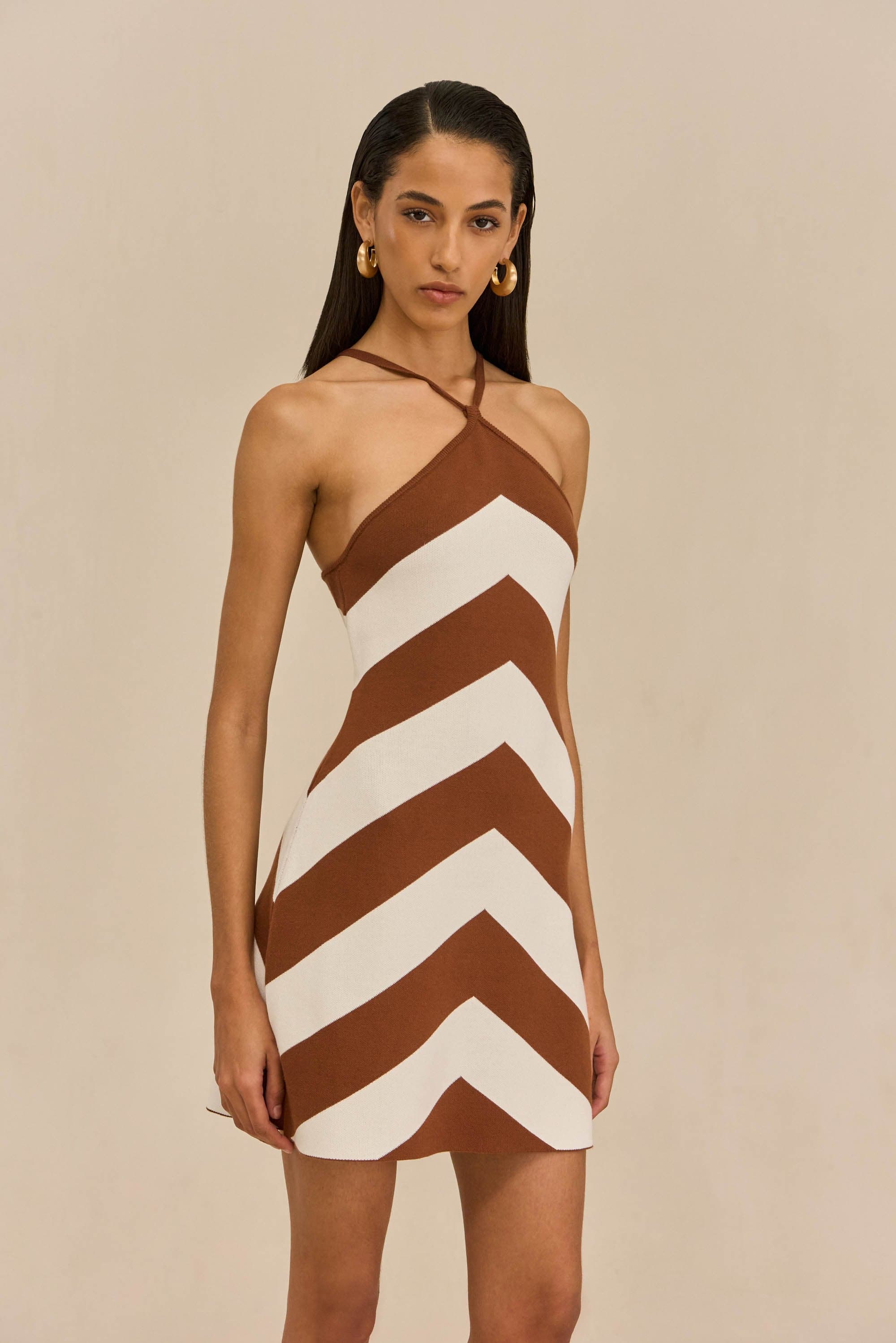 NELSON KNIT DRESS - LARGE SADDLE STRIPE