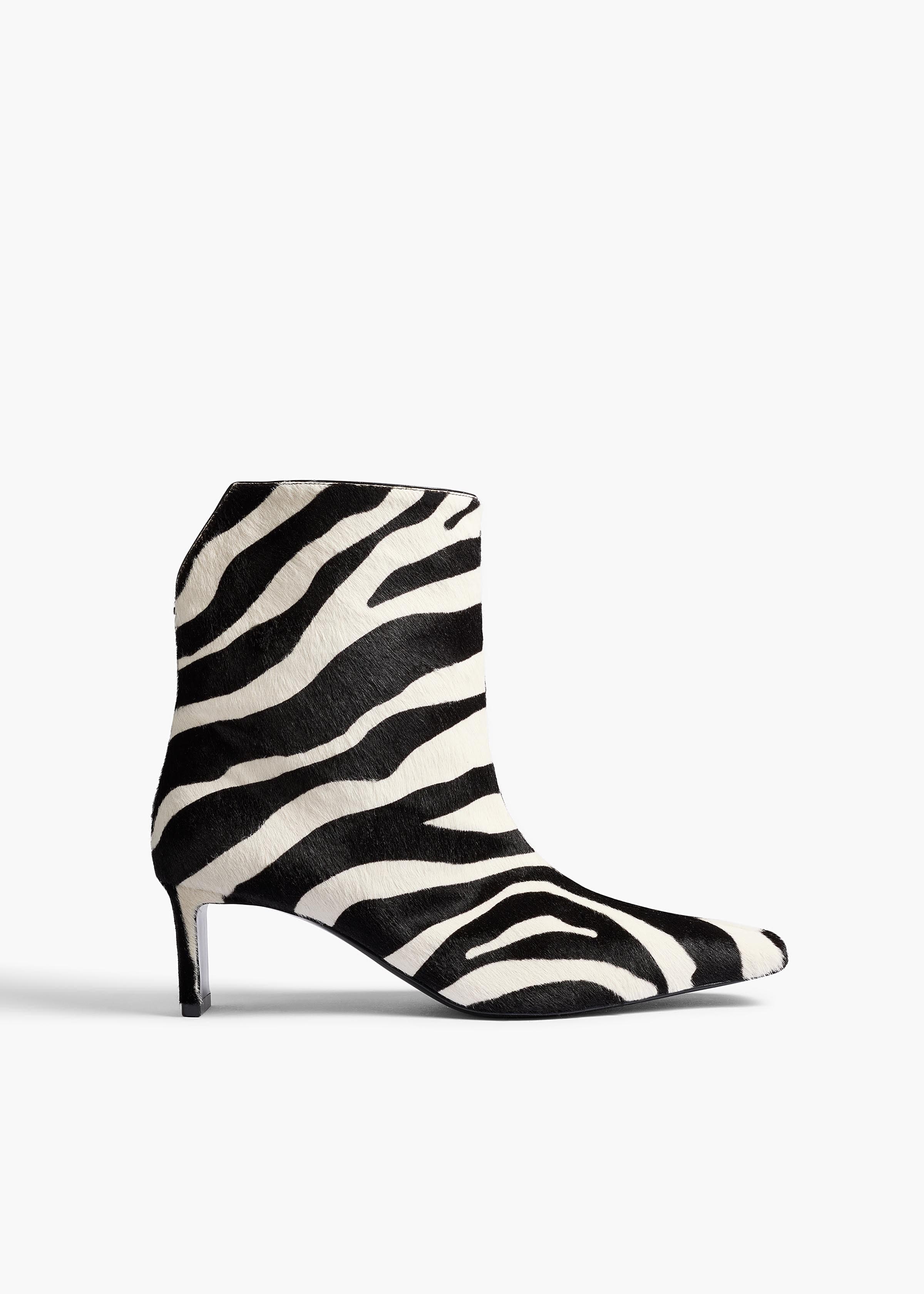 Ona Ankle Boot in Zebra Print Haircalf