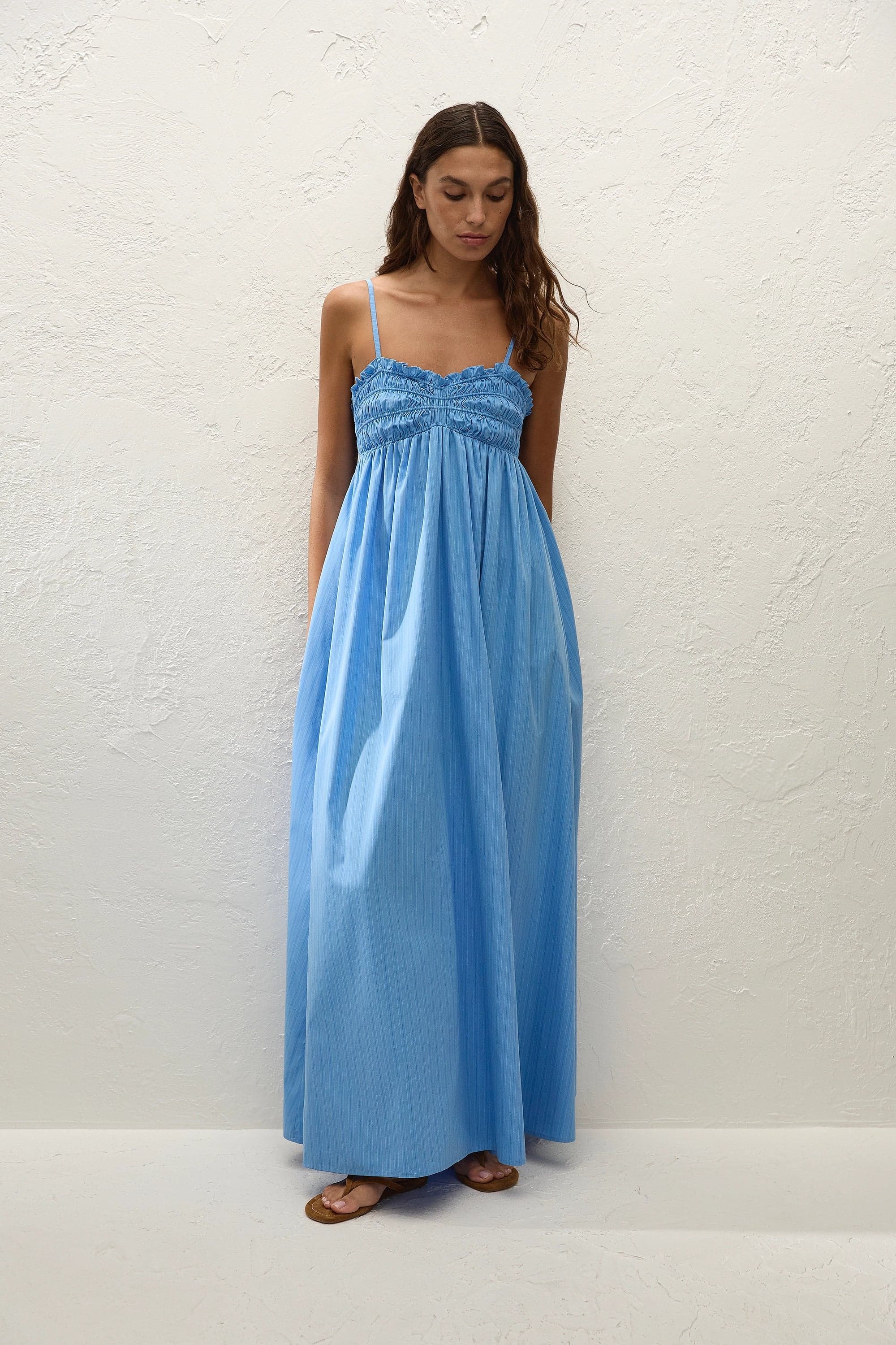 Presa Maxi Dress Mico Pinstripe Azul
