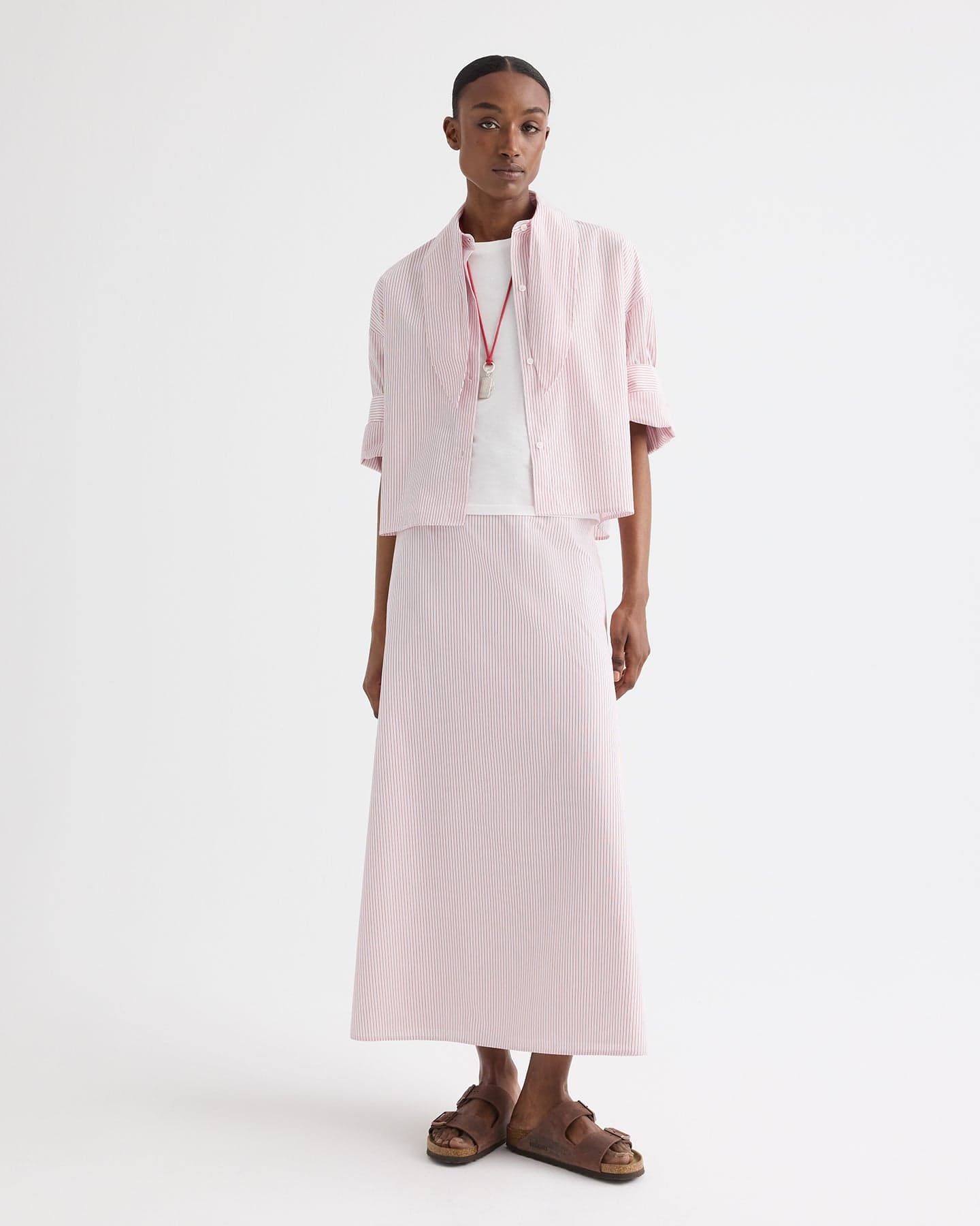 A-Line Skirt in Cotton Stripes