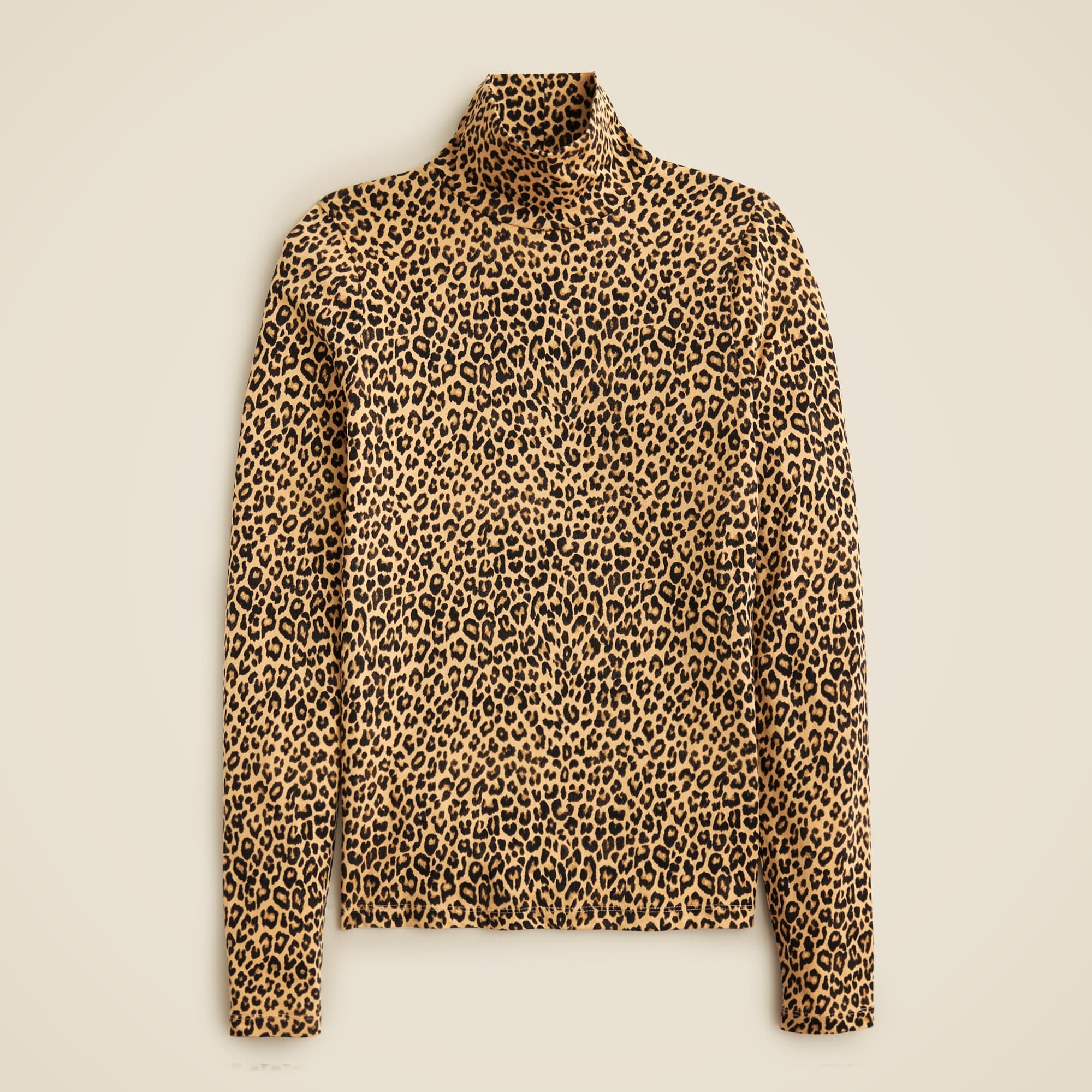 Tissue crepe turtleneck in leopard print