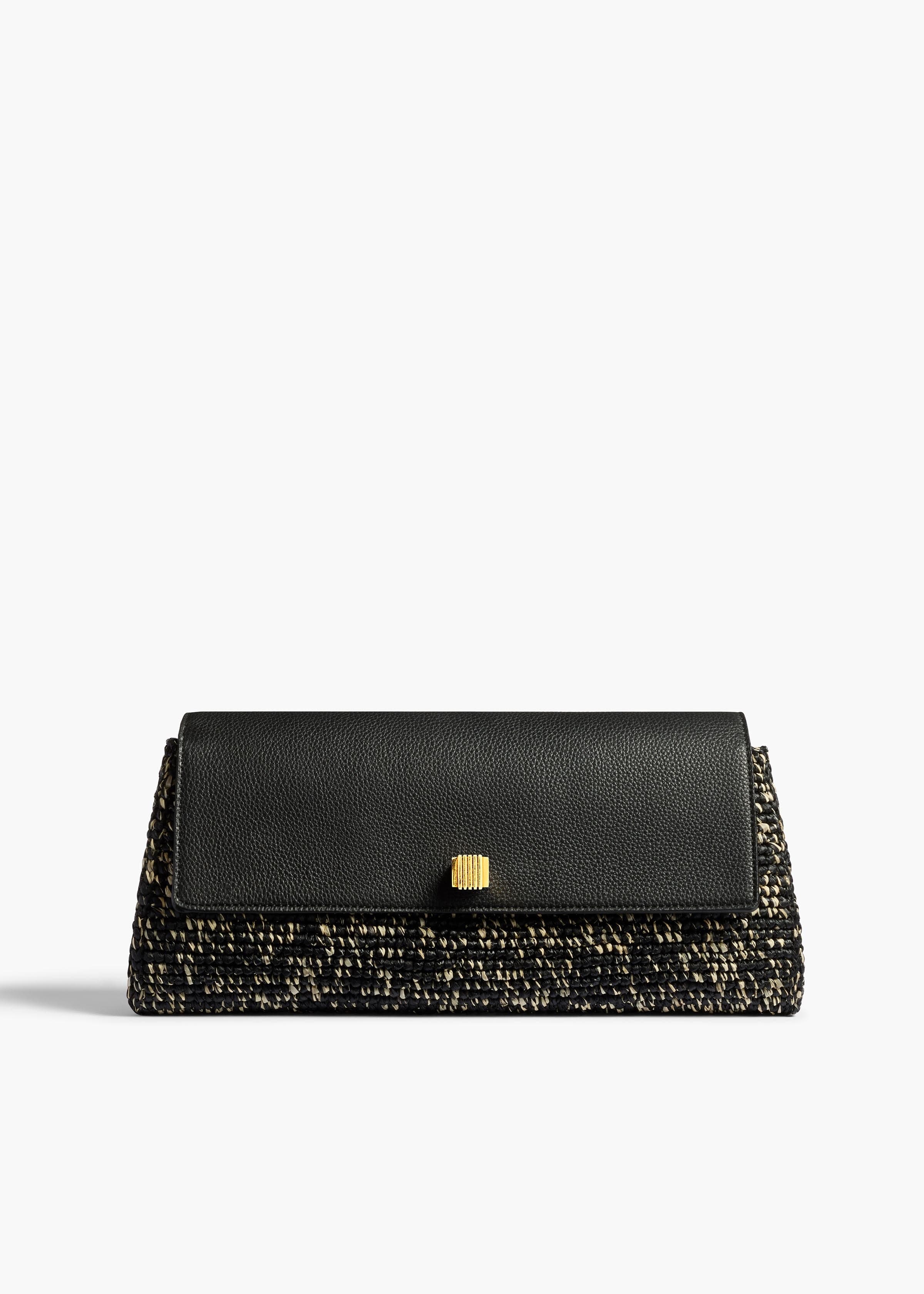 Audrey Clutch in Black and White Marled Raffia