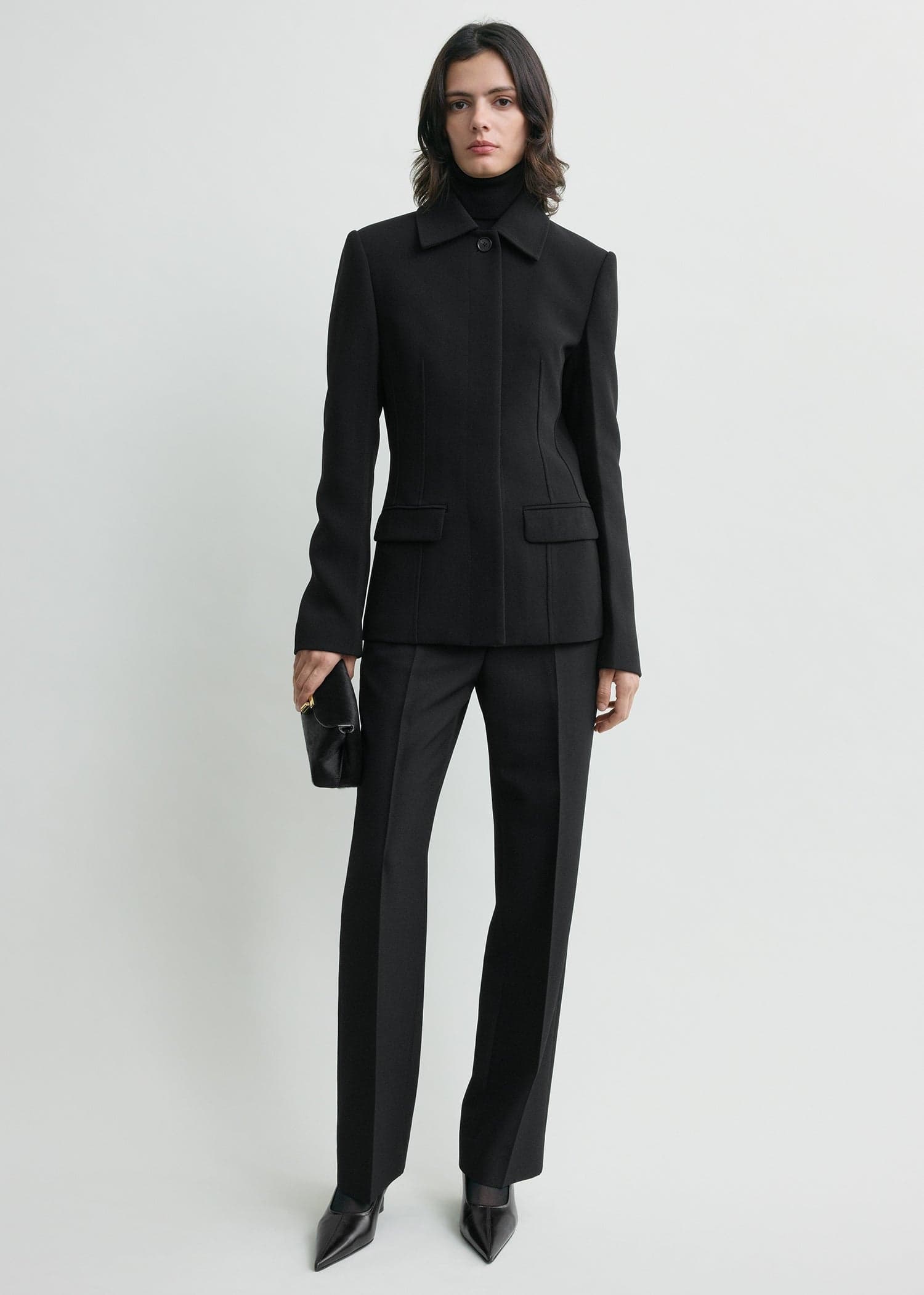 Cinched pocket jacket black