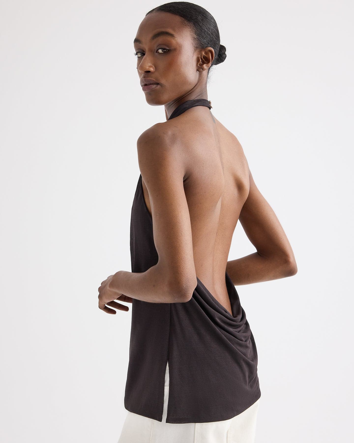 Flowy Halter Top in Sheer Viscose Crepe