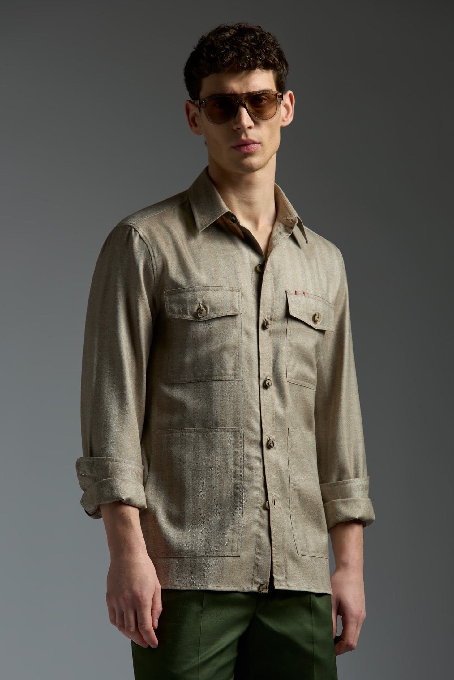 Natural Cashmere Linen Four Pockets Overshirt