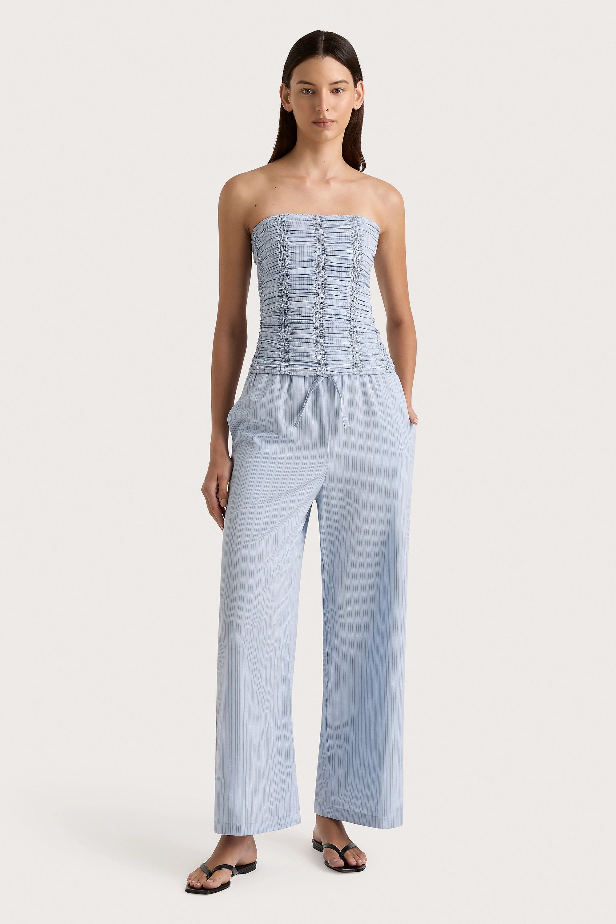 Jilliane Top Blue Pinstripe - Final Sale