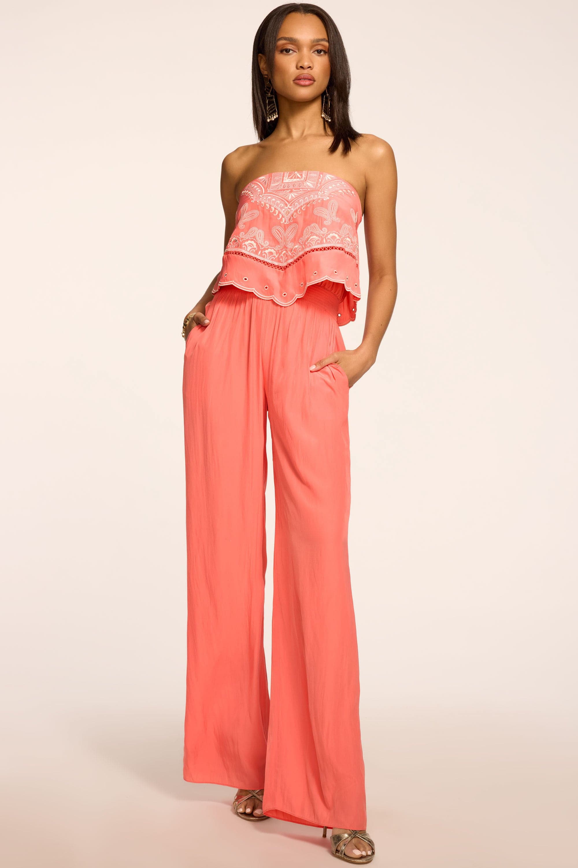 Aspen Embroidered Strapless Jumpsuit
