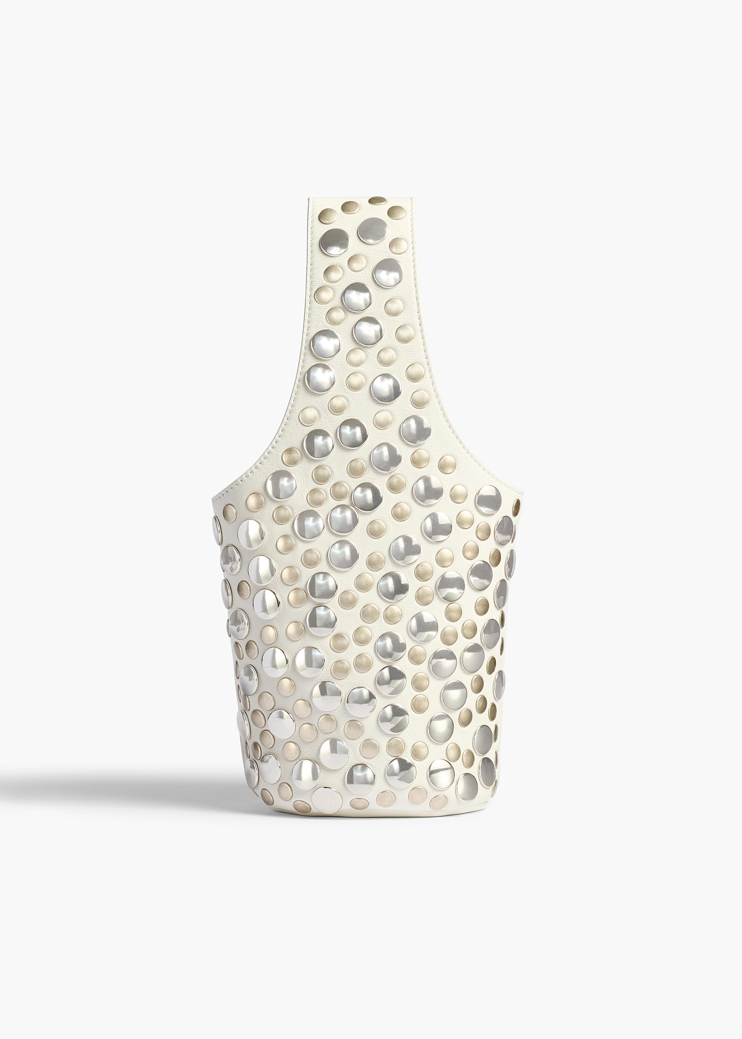 Livia Bag in Optic White Leather with Silver Studs