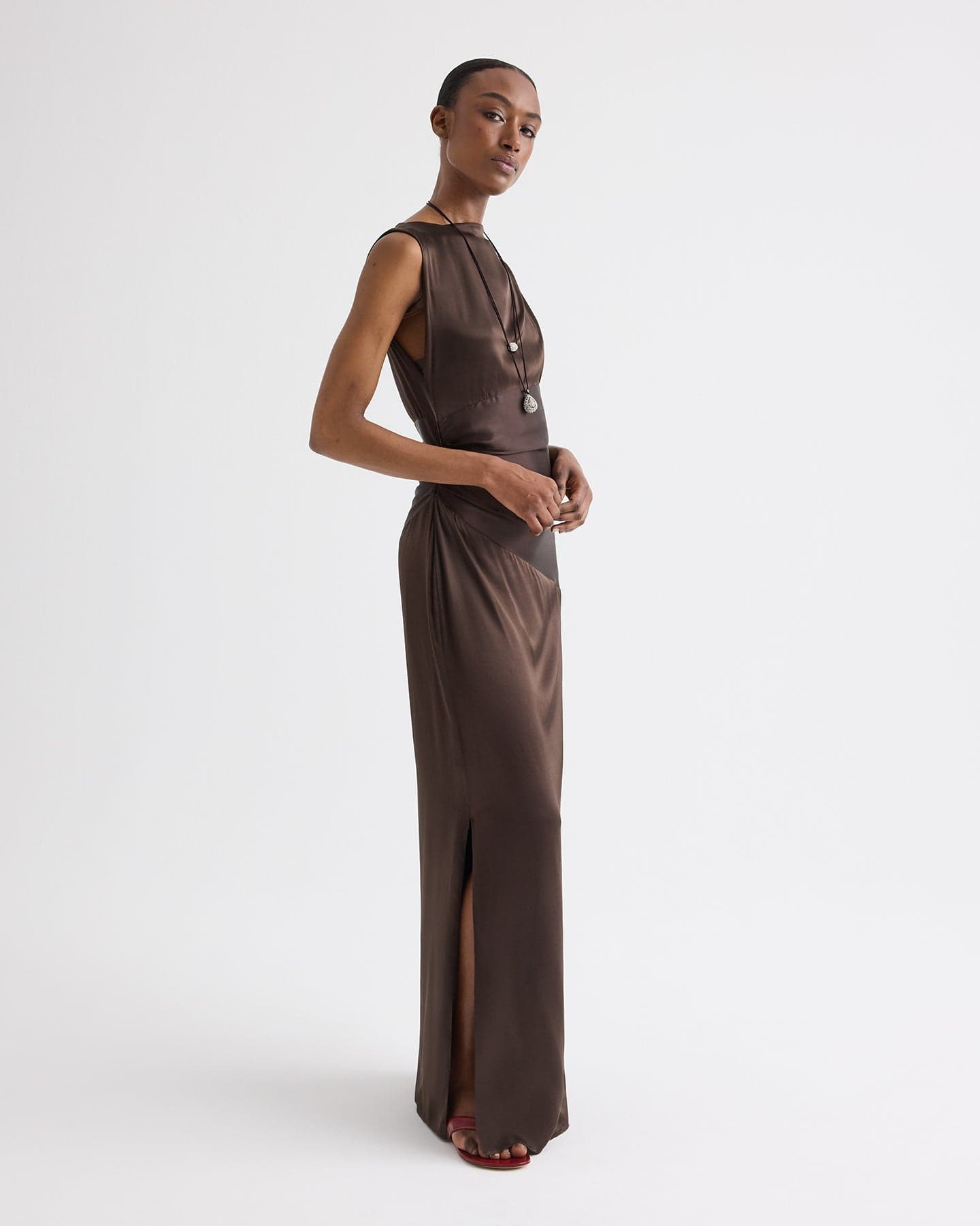 On The Side Dress in Washed Silk Charmeuse