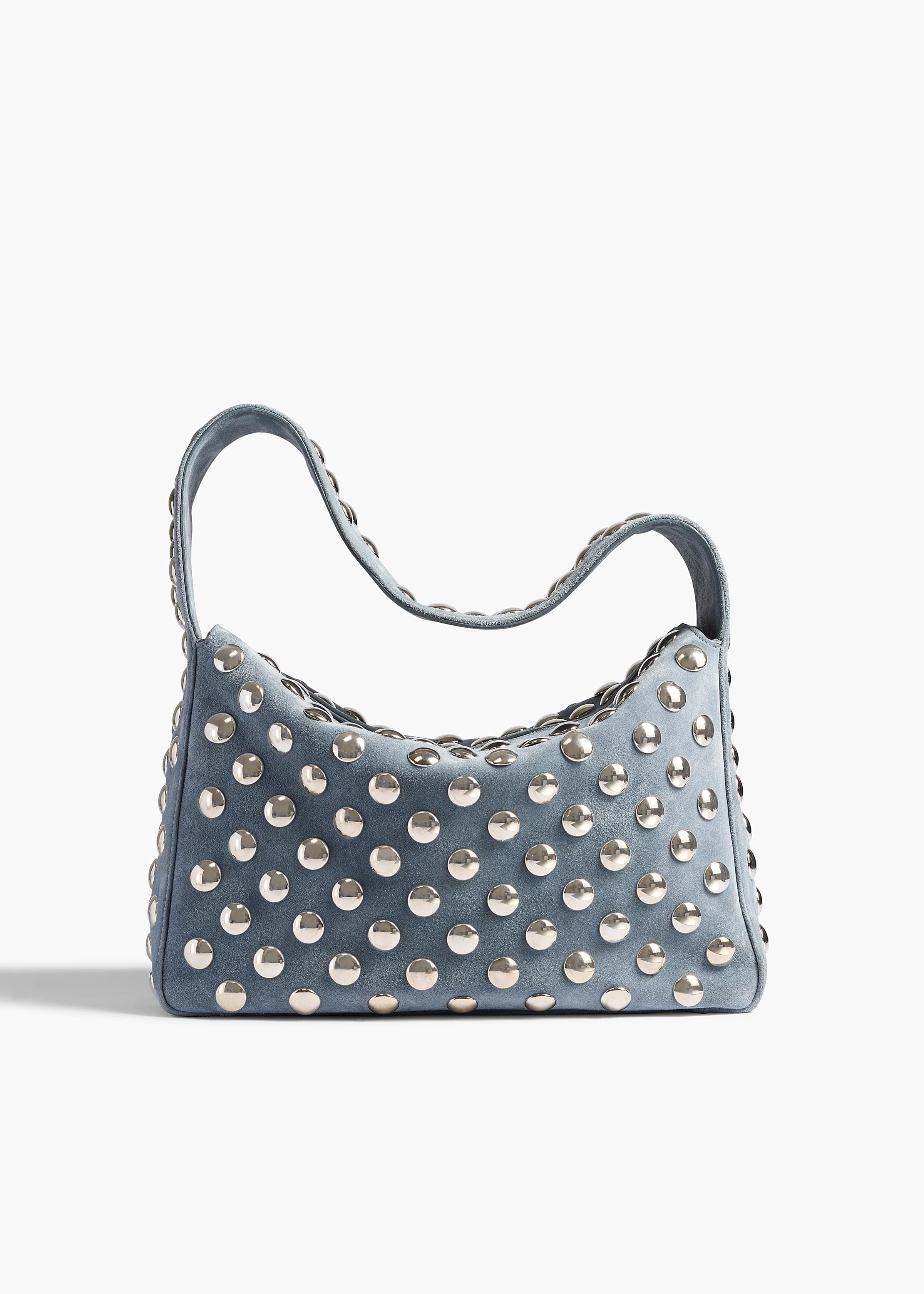 Elena Bag in Lead Suede with Silver Studs