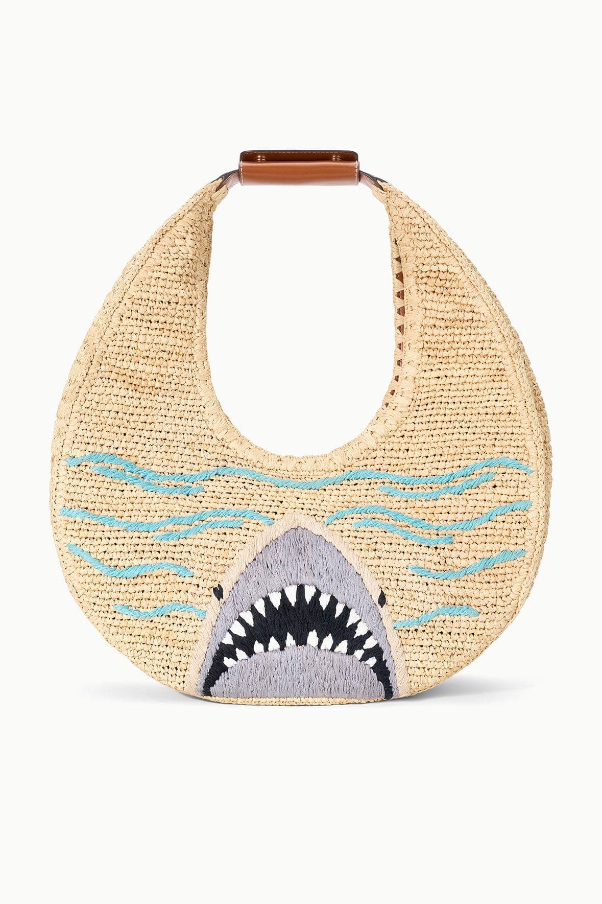 LARGE RAFFIA MOON TOTE BAG | GREAT WHITE