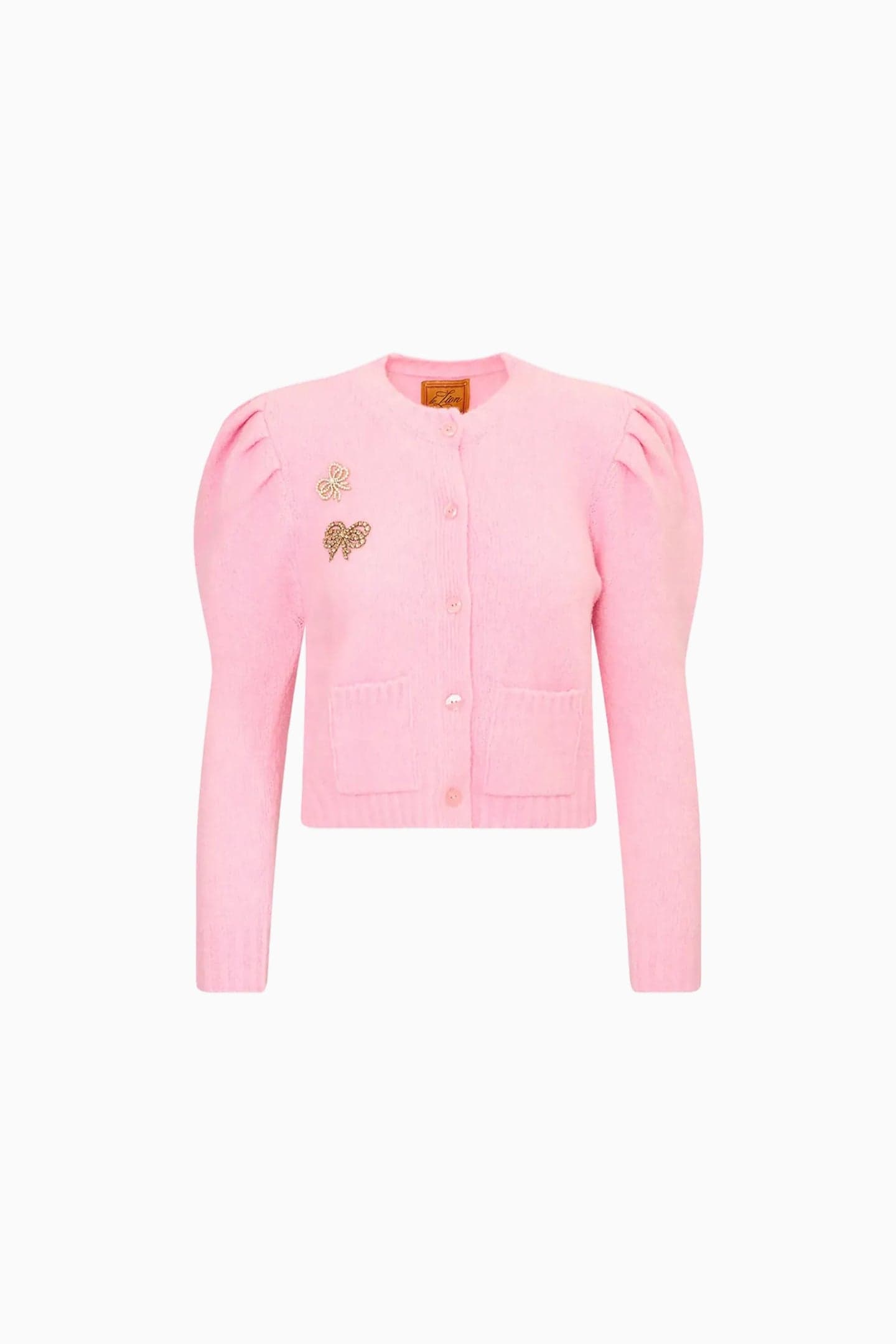 Le Lion Girls Puff Sleeve Laurita Bow Cardigan