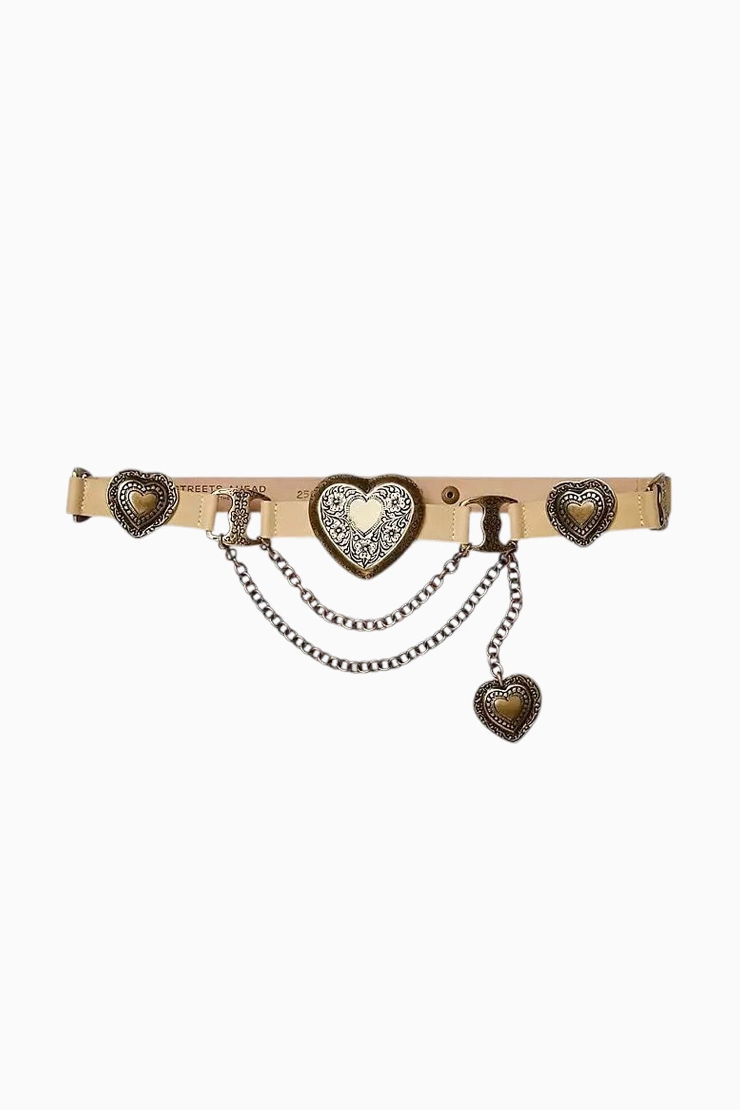 Streets Ahead Bu Natural Brass Heart Belt