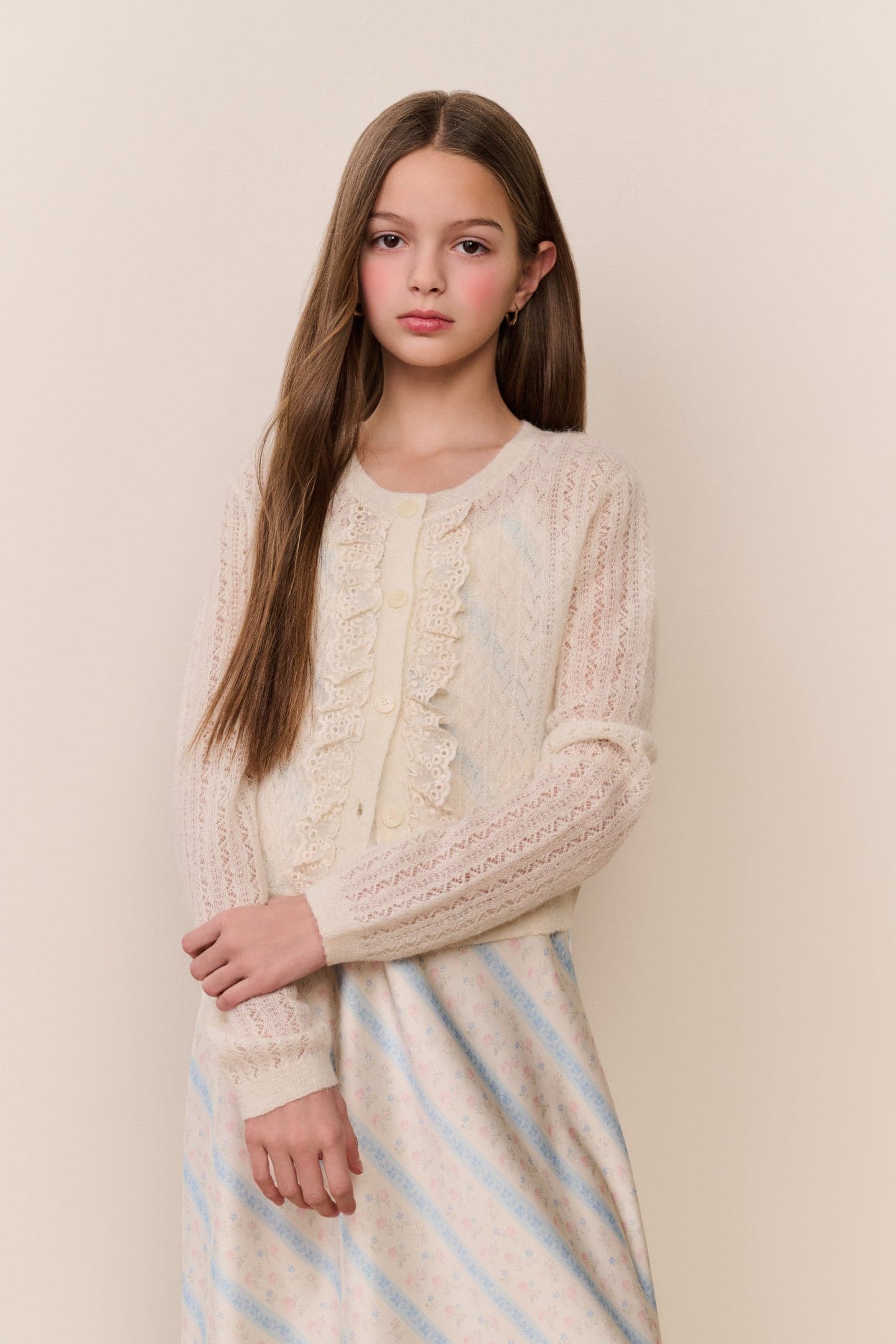 Tween Kena Alpaca-Wool Pointelle Cardigan