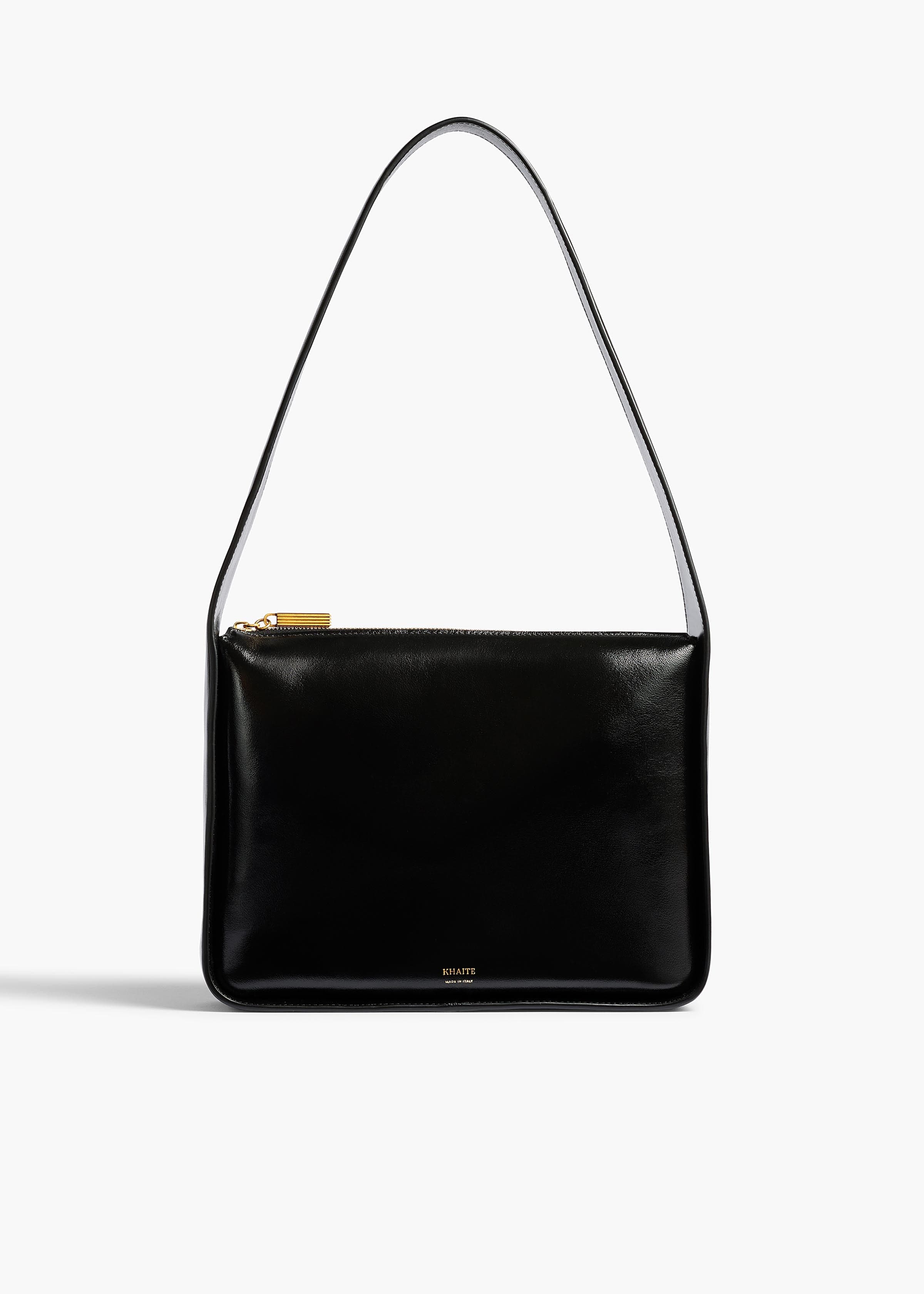 Lori Squared Bag in Black Crackle Patent Leather