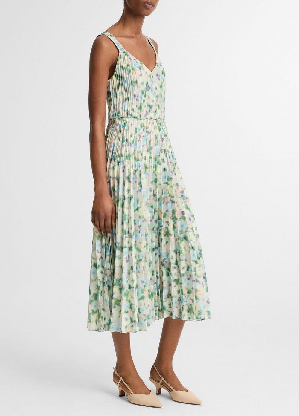 Painted Garden Pleated Slip Dress