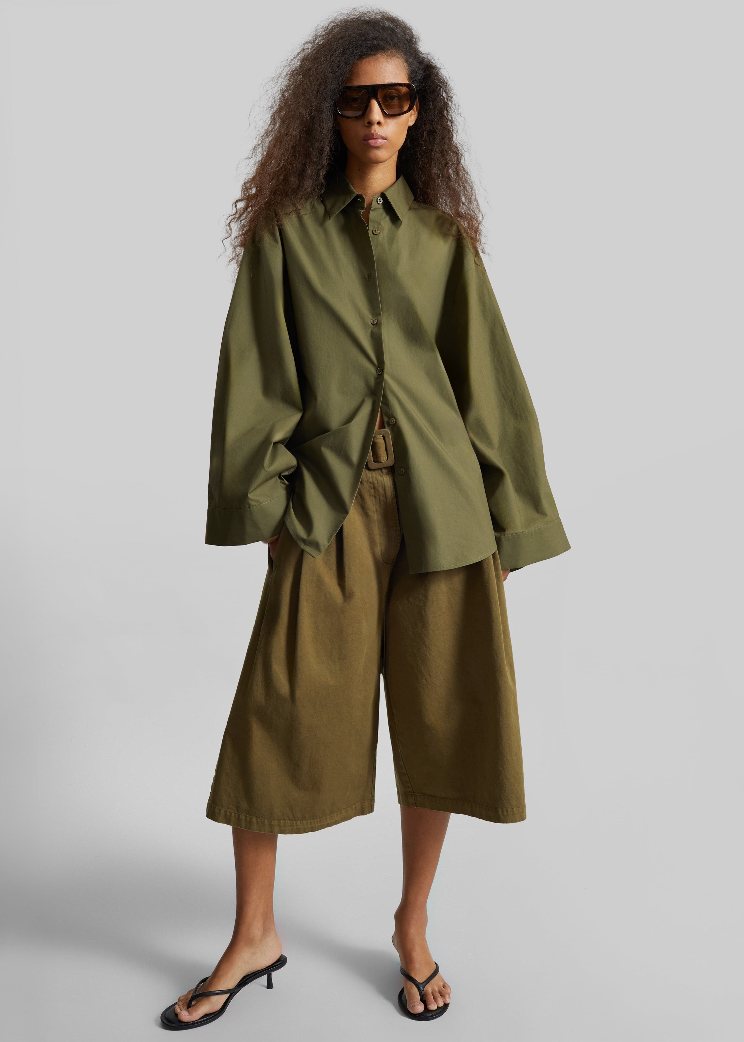 CO Garment Dye Pleated Culotte - Avocado