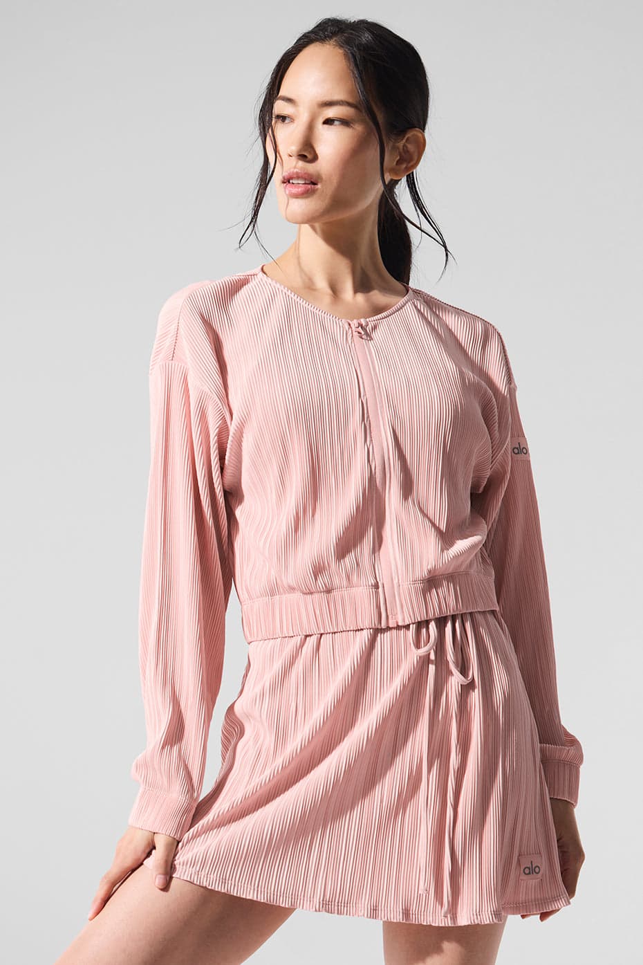 Cropped Micro Plisse Jacket - Pink Quartz