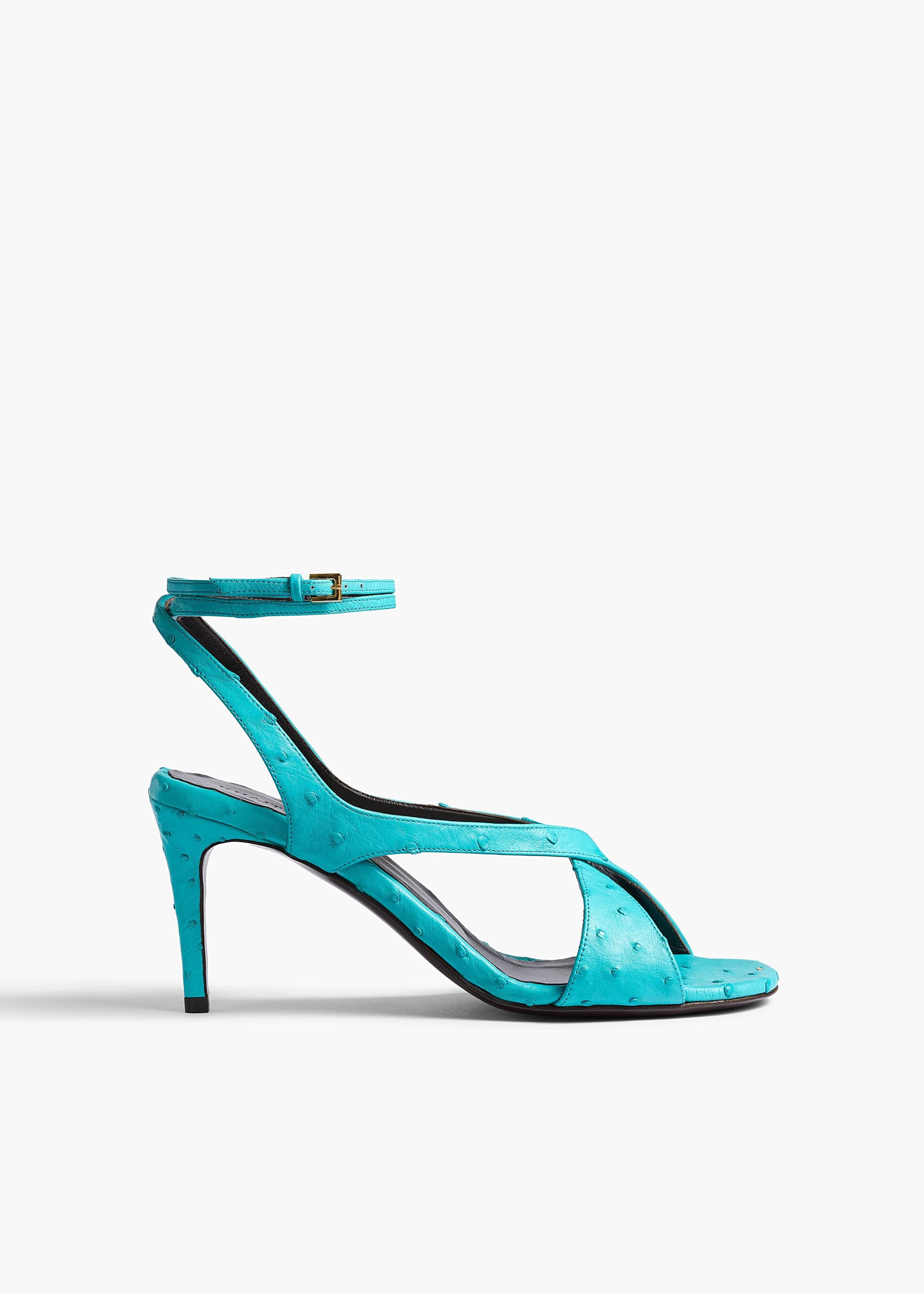 Liria Ankle Strap Sandal in Crystal Blue Ostrich