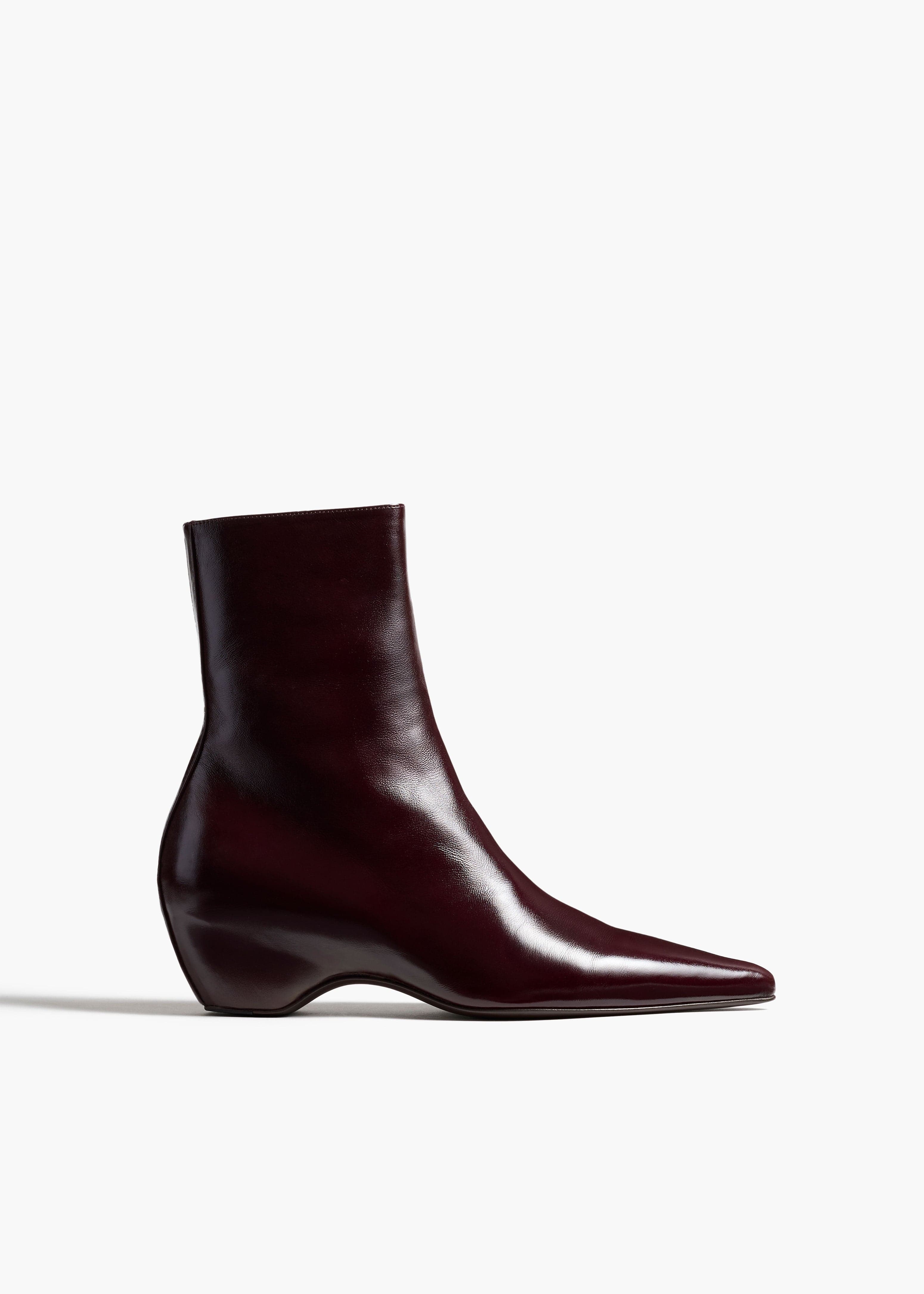 Sybil Ankle Boot in Bordeaux Glazed Leather