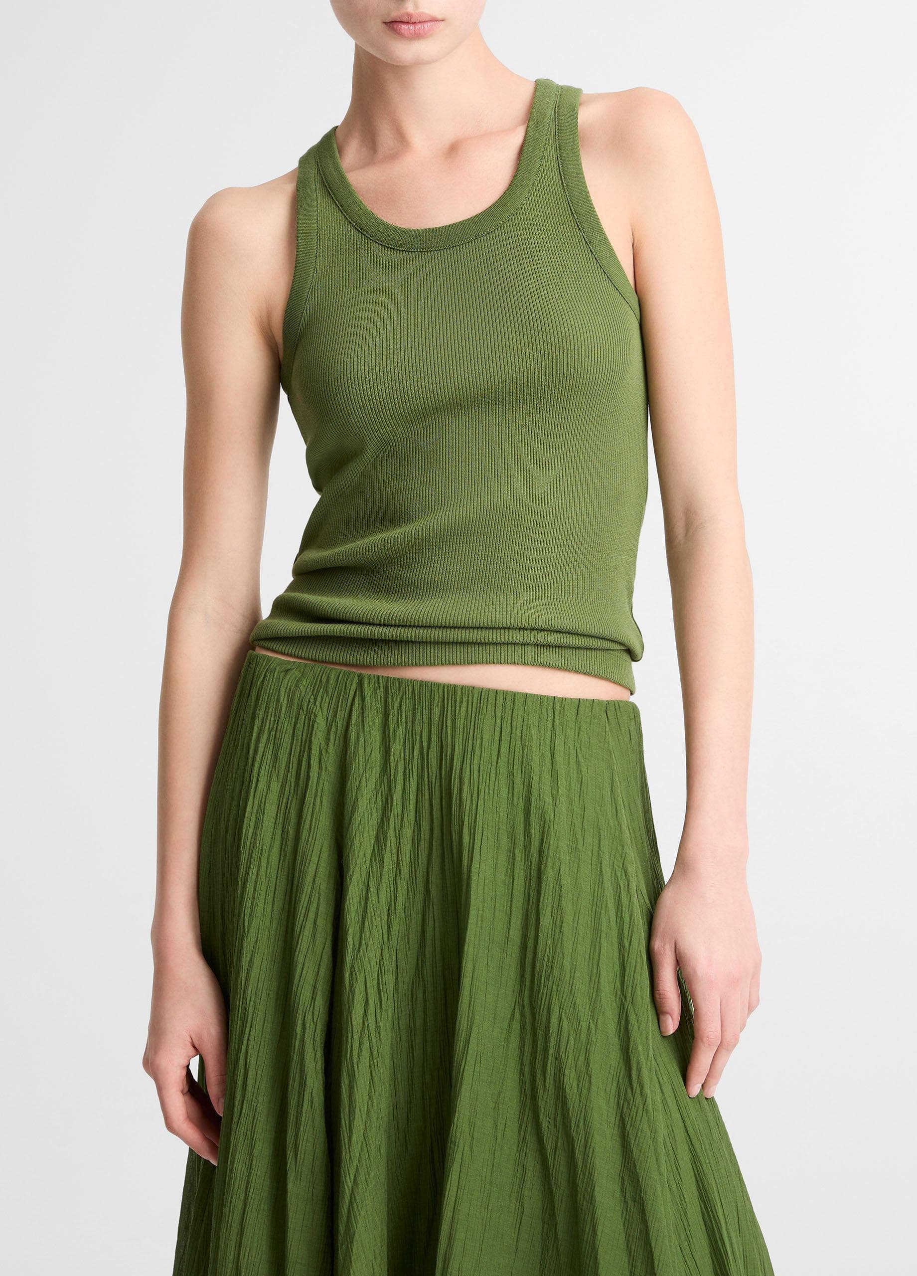 Ribbed Scoop-Neck Tank