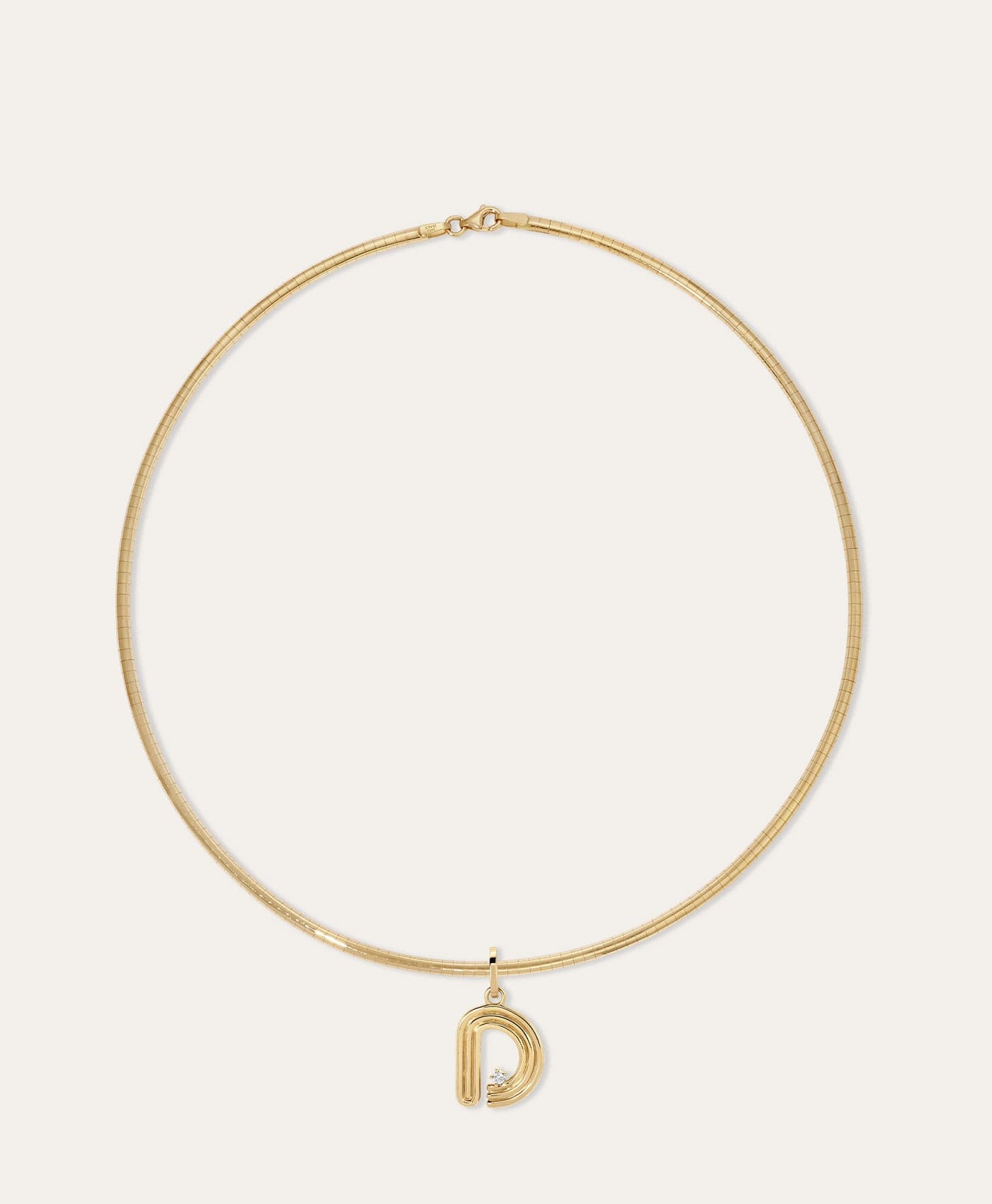 Groovy Diamond Initial Charm Necklace on Omega Chain
