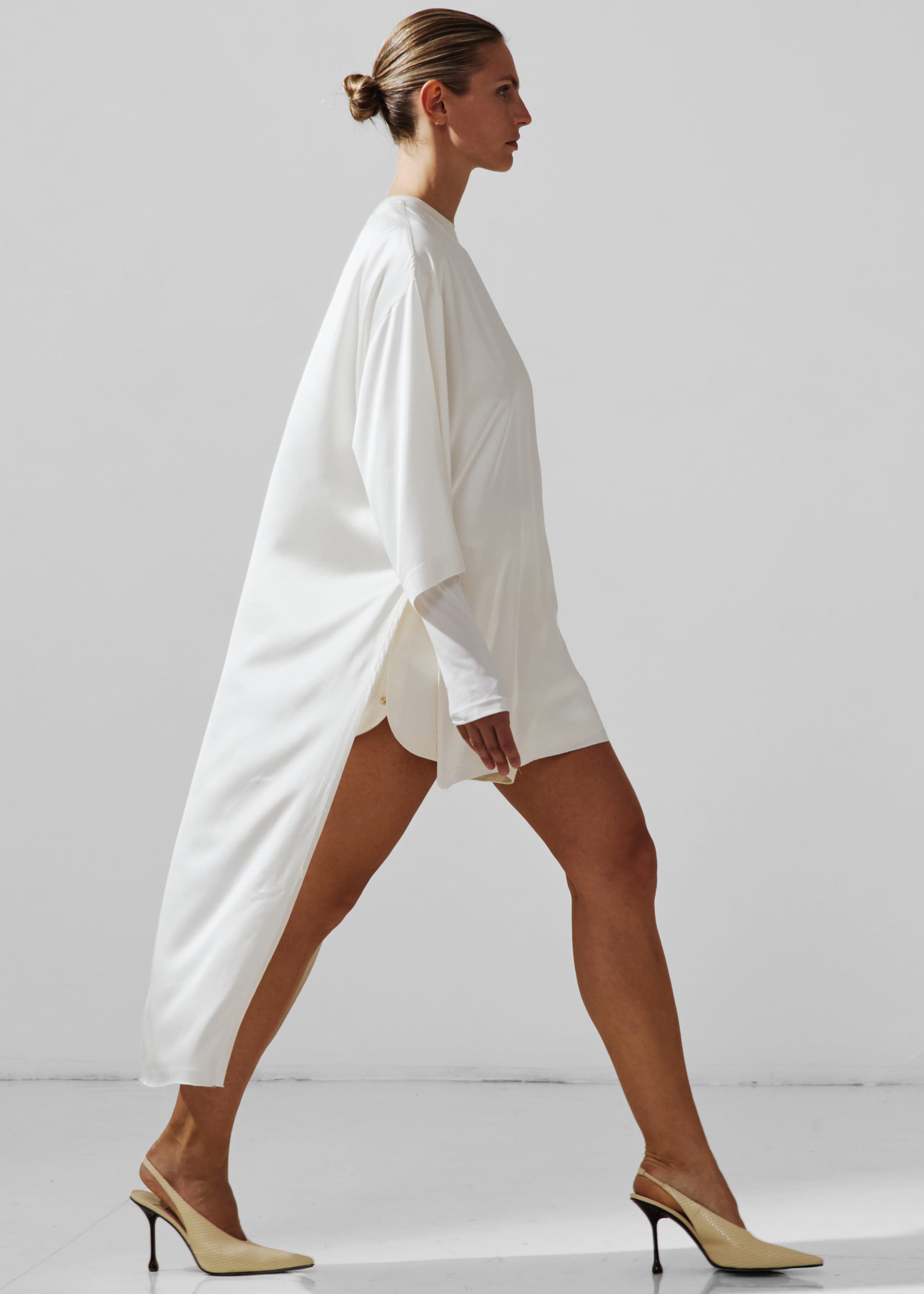 Darkpark Tara Satin Asymmetric Shirt - Off-White